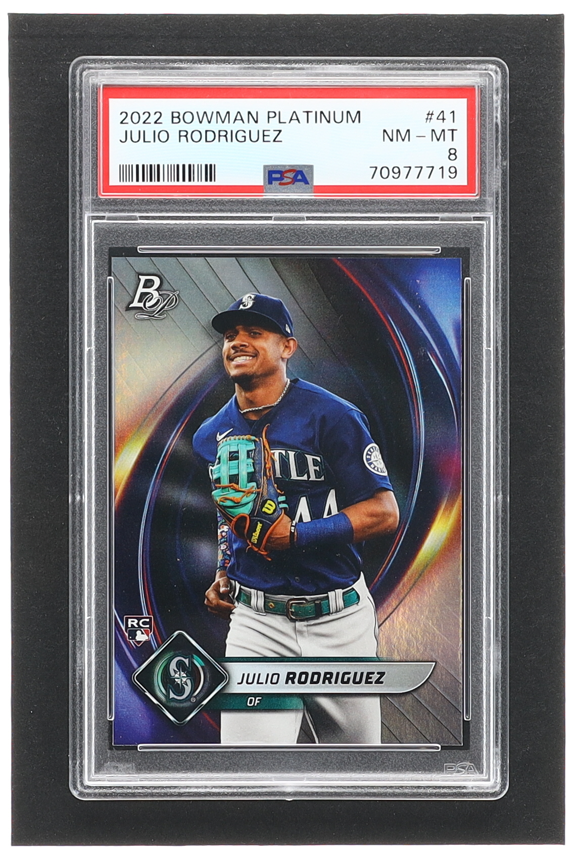 Julio Rodriguez 2022 Bowman Platinum #41 RC (PSA 8) at PristineAuction.com Julio Rodriguez 2022 Bowman Platinum #41 RC (PSA 8) at PristineAuction.com