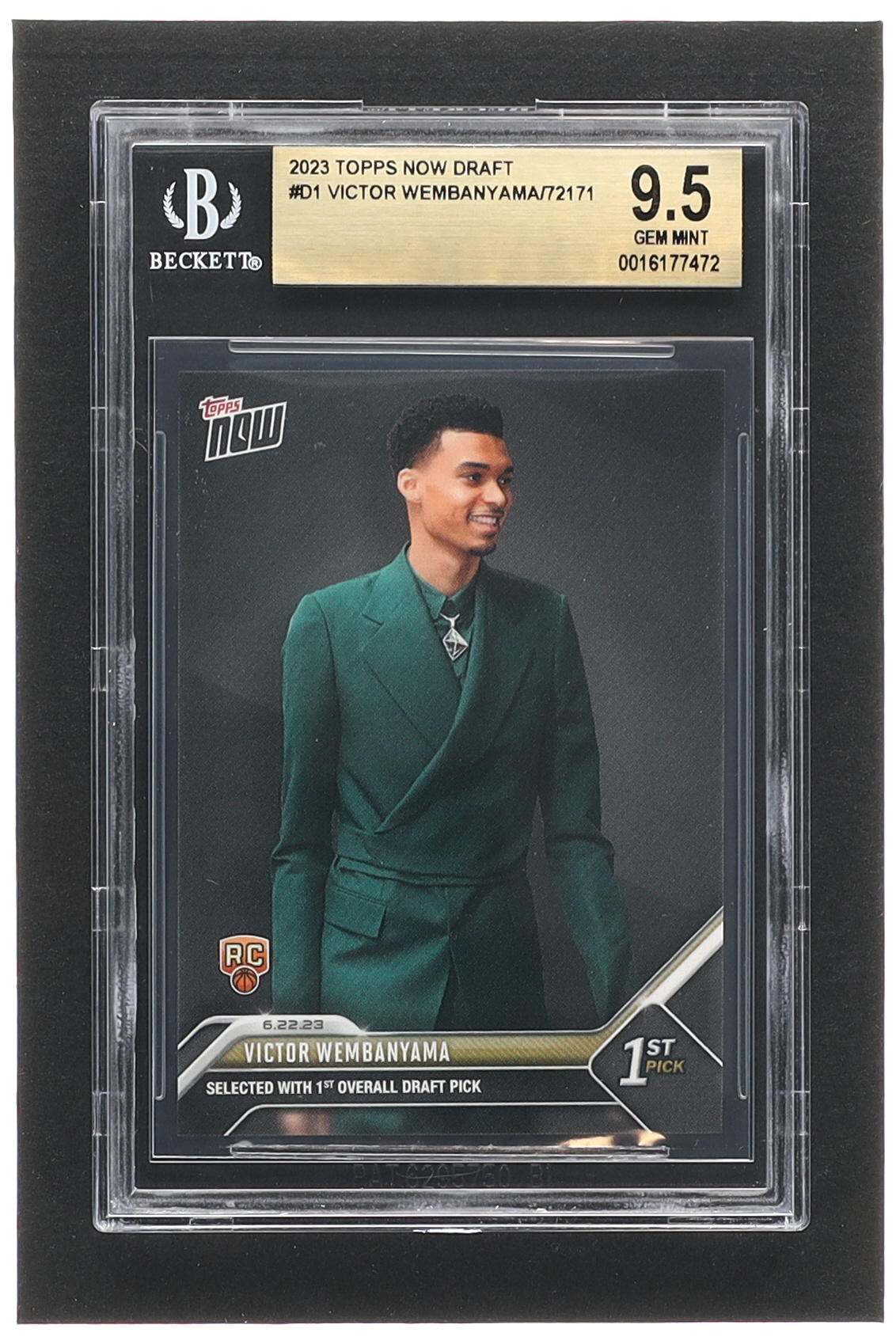 Victor Wembanyama 2023 Topps Now Draft #D1 RC (BGS 9.5) at PristineAuction.com Victor Wembanyama 2023 Topps Now Draft #D1 RC (BGS 9.5) at PristineAuction.com