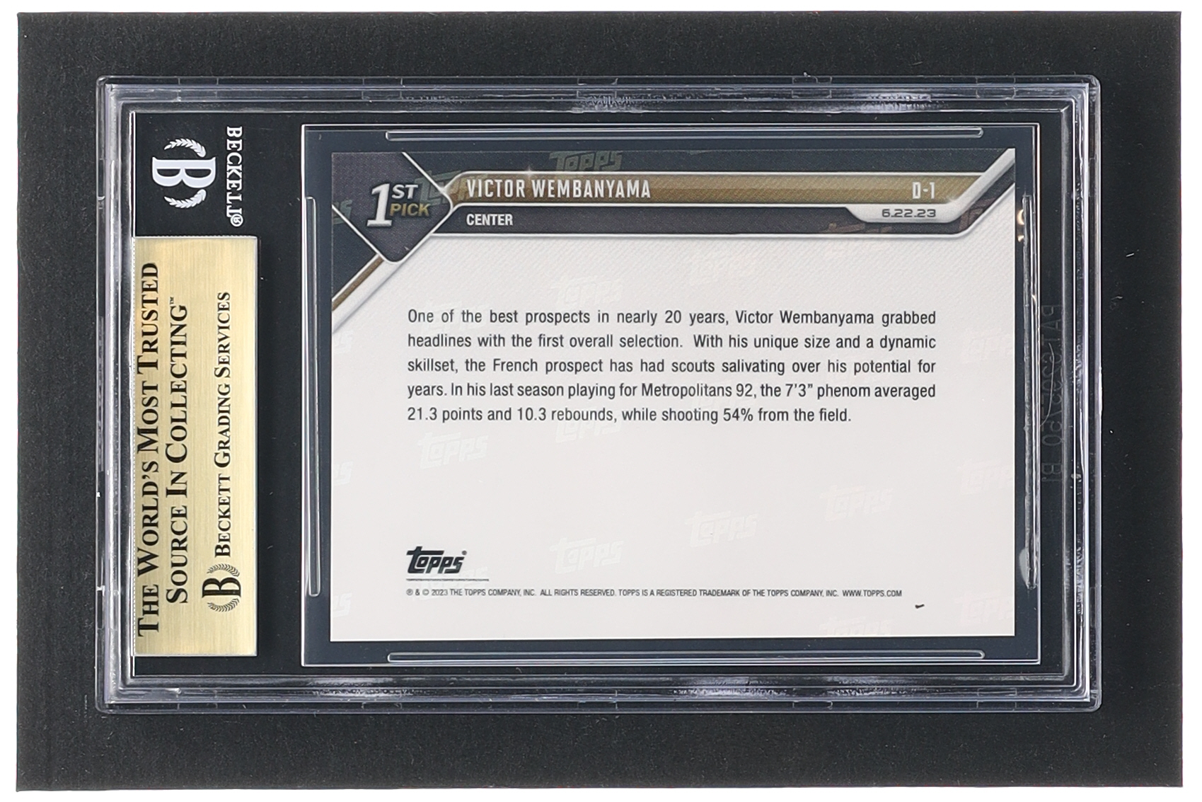 Victor Wembanyama 2023 Topps Now Draft #D1 RC (BGS 9.5) at PristineAuction.com Victor Wembanyama 2023 Topps Now Draft #D1 RC (BGS 9.5) at PristineAuction.com