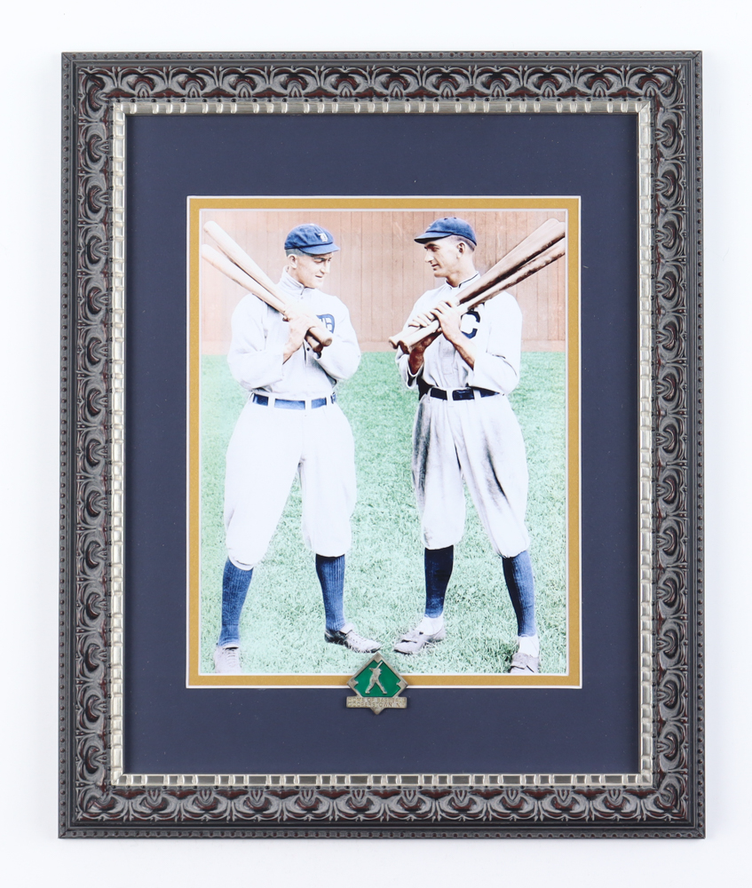 Ty Cobb & "Shoeless" Joe Jackson Custom Framed Photo with Cooperstown Hall of Fame Pin at PristineAuction.com Ty Cobb & "Shoeless" Joe Jackson Custom Framed Photo with Cooperstown Hall of Fame Pin at PristineAuction.com