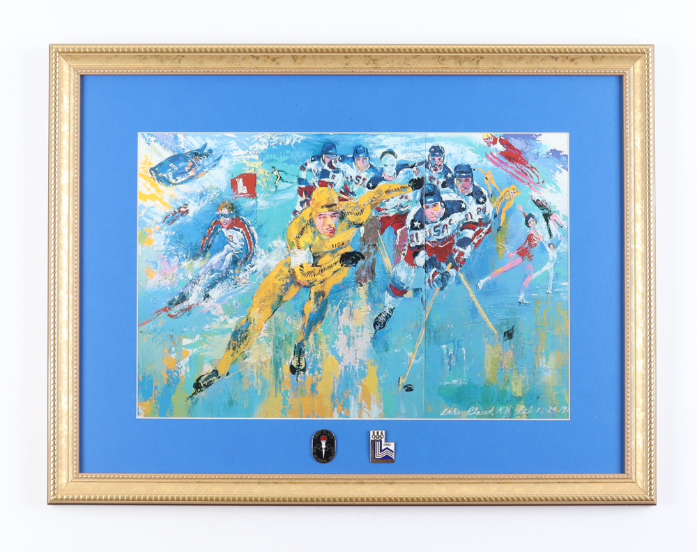 1980 US Olympic Hockey Team "Miracle on Ice" Custom Framed Leroy Neiman ...