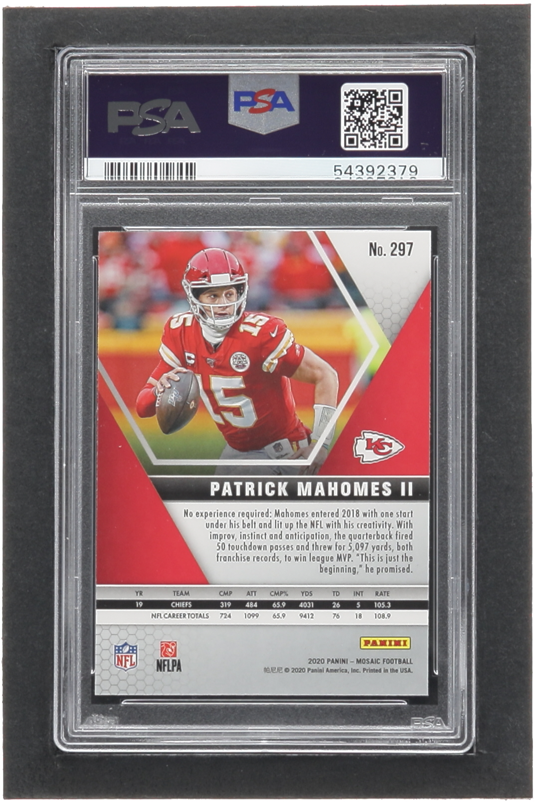 Patrick Mahomes II 2020 Panini Mosaic #297 MVP (PSA 10) at PristineAuction.com Patrick Mahomes II 2020 Panini Mosaic #297 MVP (PSA 10) at PristineAuction.com