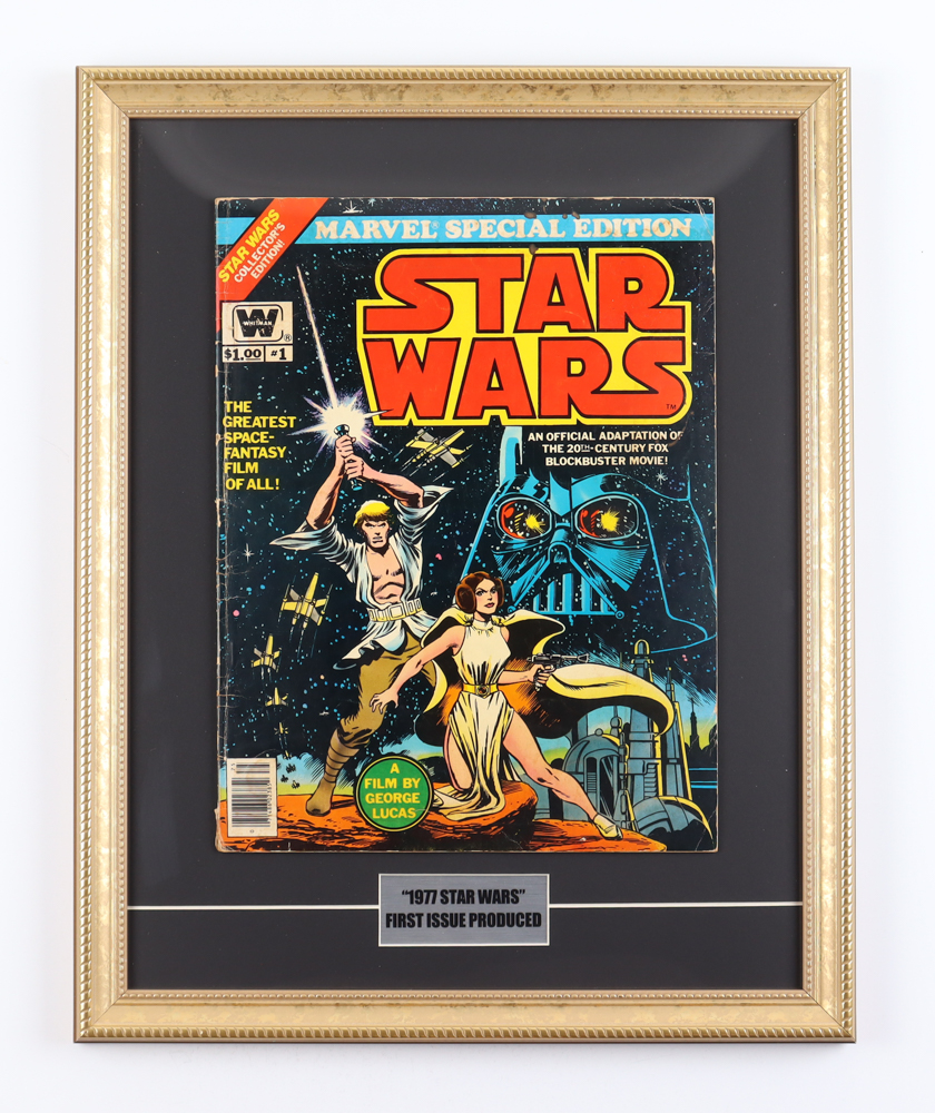 1977 "Star Wars" Issue #1 Custom Framed Marvel Collector's Issue Comic Book at PristineAuction.com 1977 "Star Wars" Issue #1 Custom Framed Marvel Collector's Issue Comic Book at PristineAuction.com