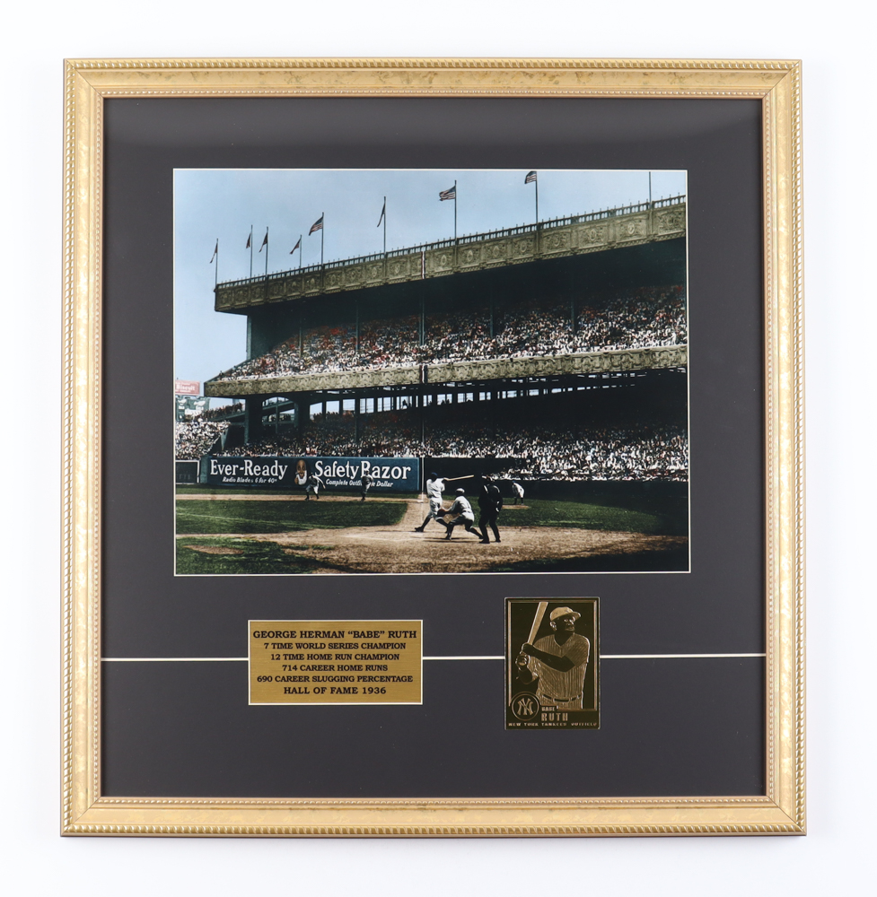 Babe Ruth Custom Framed Colorized Art Print Display with 23 Karat Gold ...