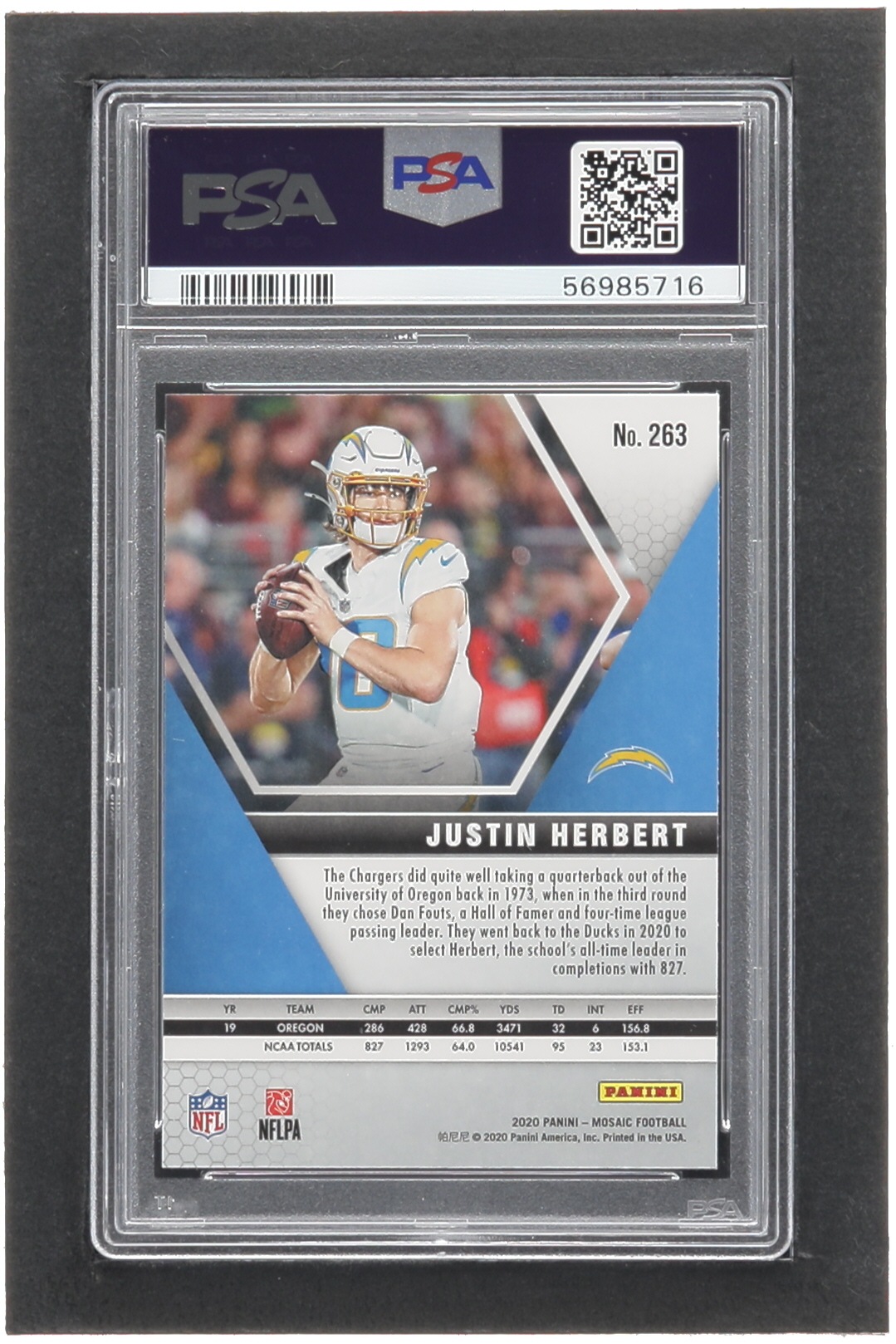 Justin Herbert 2020 Panini Mosaic #263 DEB RC (PSA 10) at PristineAuction.com Justin Herbert 2020 Panini Mosaic #263 DEB RC (PSA 10) at PristineAuction.com