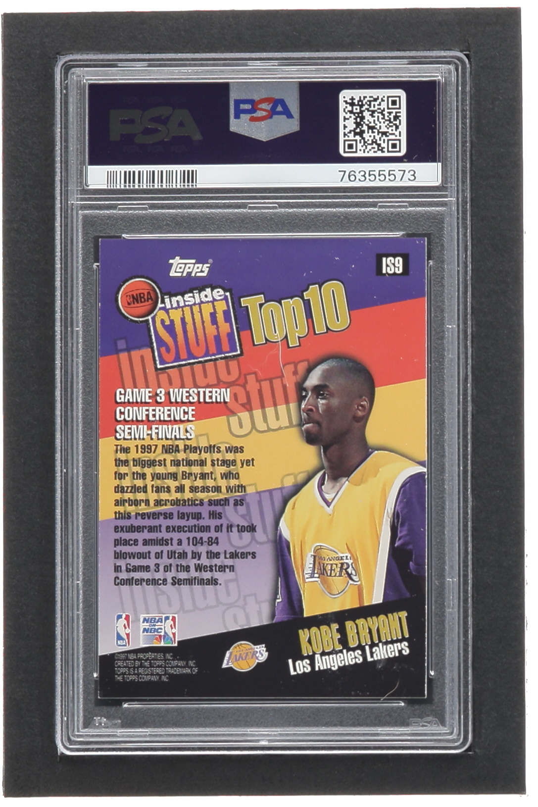Kobe Bryant 1997-98 Topps Inside Stuff #IS9 (PSA 8) at PristineAuction.com Kobe Bryant 1997-98 Topps Inside Stuff #IS9 (PSA 8) at PristineAuction.com