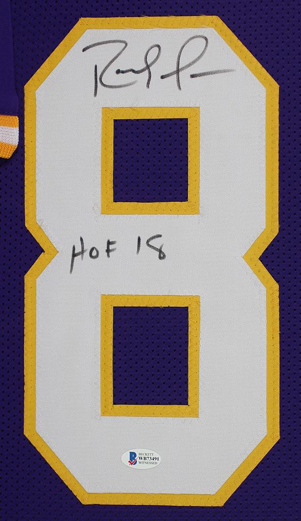 Randy Moss Signed Custom Framed Jersey Display Inscribed "HOF 18" (Beckett) at PristineAuction.com Randy Moss Signed Custom Framed Jersey Display Inscribed "HOF 18" (Beckett) at PristineAuction.com