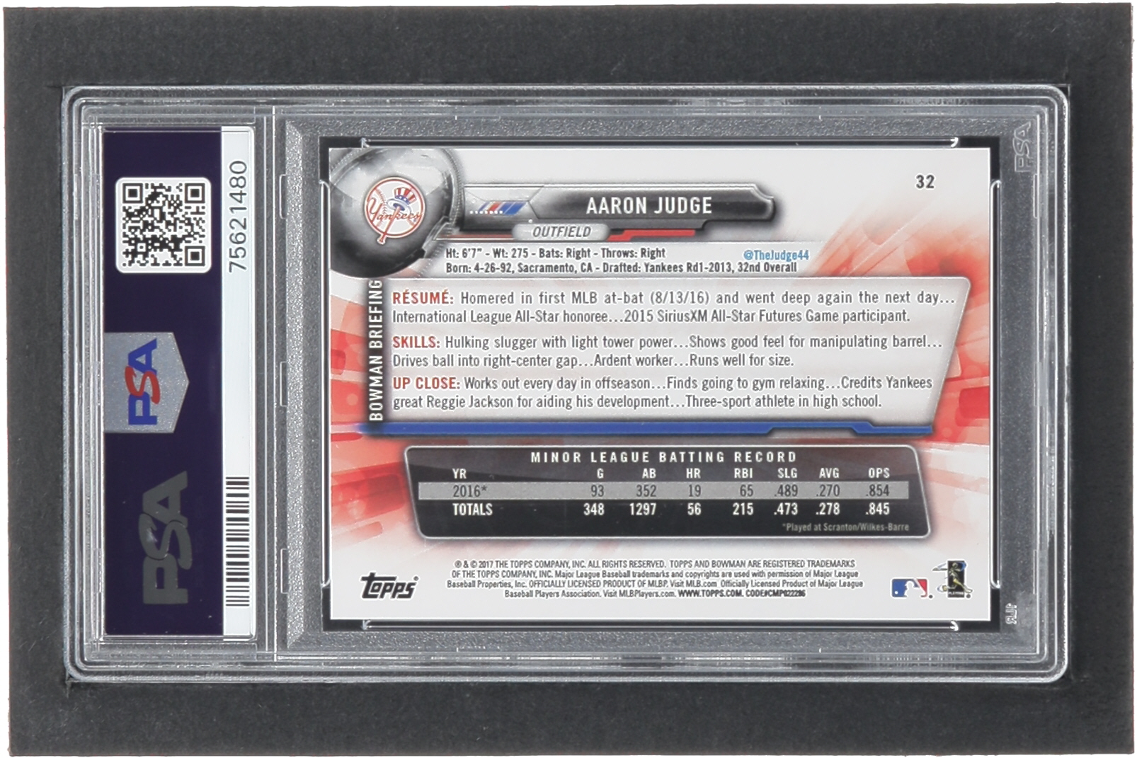 Aaron Judge 2017 Bowman #32 RC (PSA 10) at PristineAuction.com Aaron Judge 2017 Bowman #32 RC (PSA 10) at PristineAuction.com