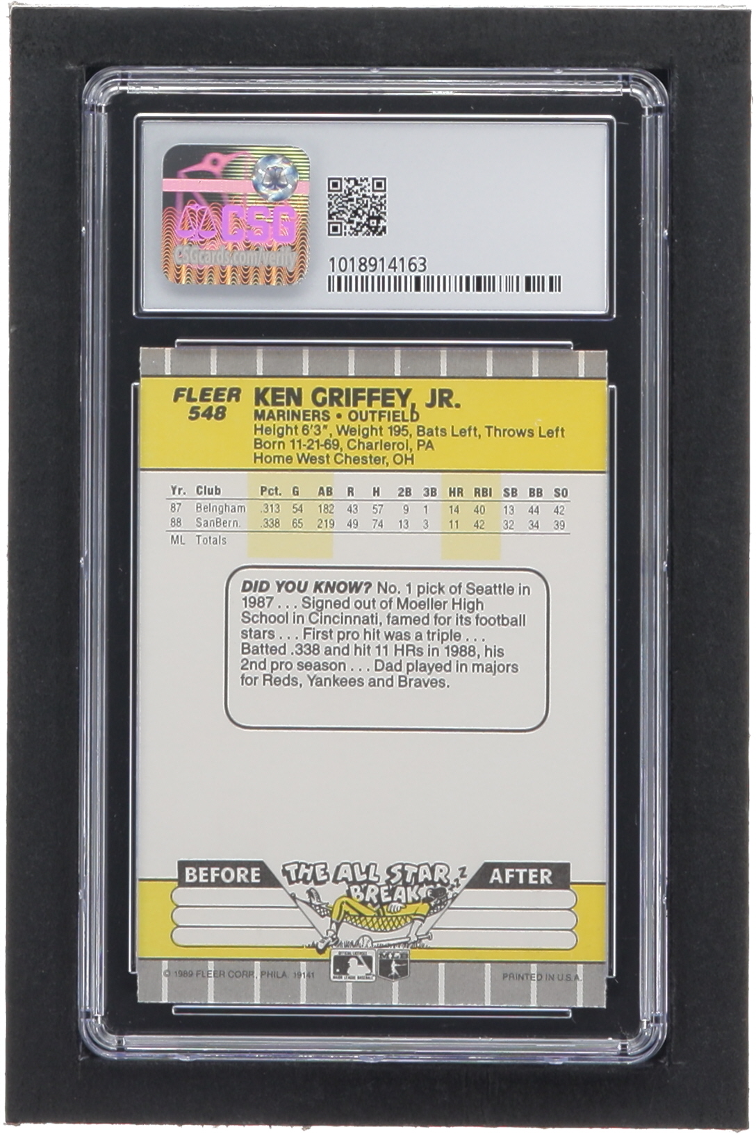 Ken Griffey Jr. 1989 Fleer #548 RC (CSG 8.5) at PristineAuction.com Ken Griffey Jr. 1989 Fleer #548 RC (CSG 8.5) at PristineAuction.com