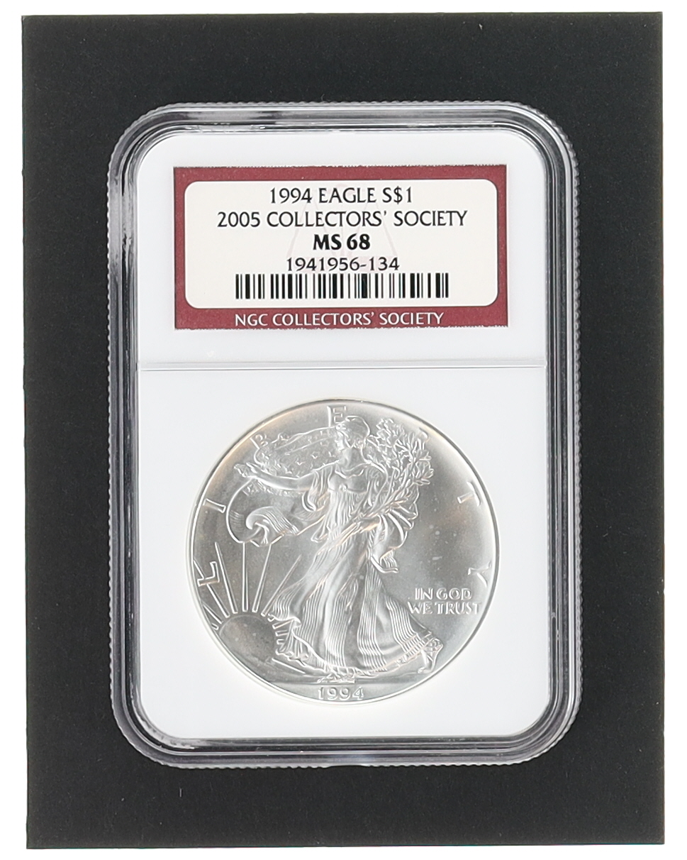 1994 American Silver Eagle - 2005 Collector’s Society (NGC MS68) at PristineAuction.com 1994 American Silver Eagle - 2005 Collector’s Society (NGC MS68) at PristineAuction.com