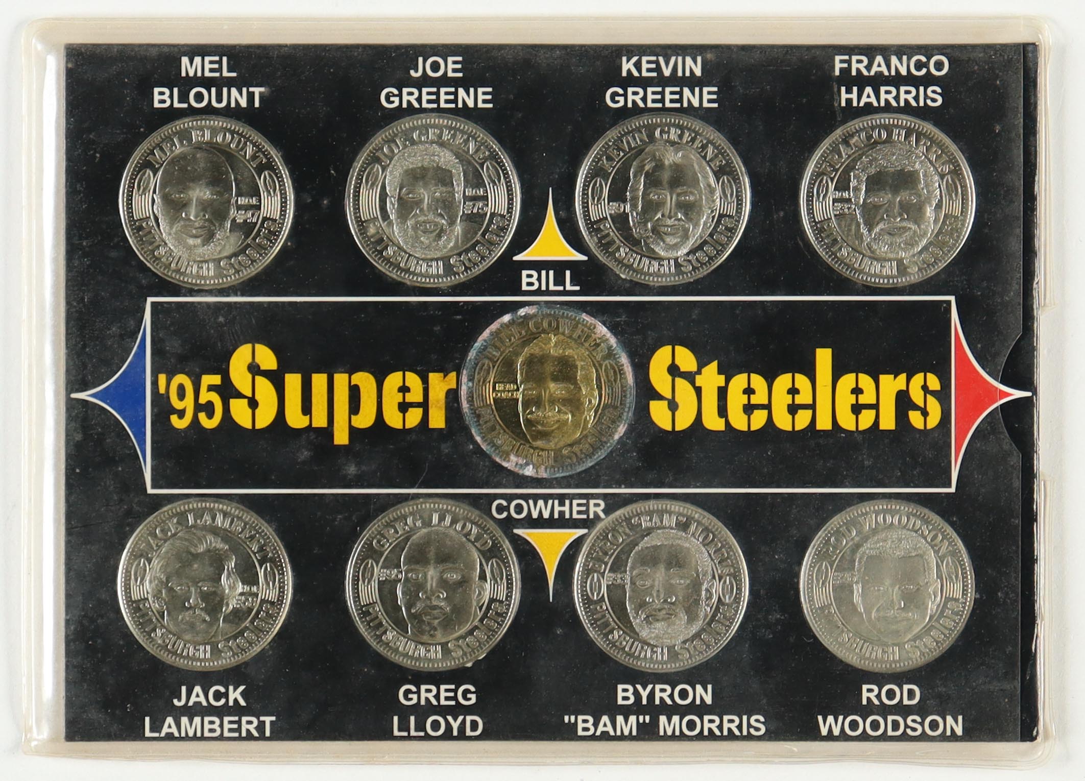 1995 Vintage "Super Bowl Steelers" Coin Set with (9) Coins at PristineAuction.com 1995 Vintage "Super Bowl Steelers" Coin Set with (9) Coins at PristineAuction.com