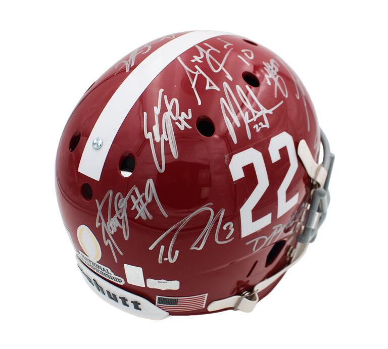 Alabama Crimson Tide Full-Size Helmet Signed By (22) with Derrick Henry, Mark Ingram, AJ McCarron, Eddie Lacy (Radtke) at PristineAuction.com Alabama Crimson Tide Full-Size Helmet Signed By (22) with Derrick Henry, Mark Ingram, AJ McCarron, Eddie Lacy (Radtke) at PristineAuction.com
