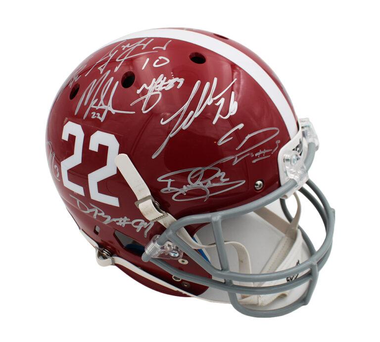 Alabama Crimson Tide Full-Size Helmet Signed By (22) with Derrick Henry, Mark Ingram, AJ McCarron, Eddie Lacy (Radtke) at PristineAuction.com Alabama Crimson Tide Full-Size Helmet Signed By (22) with Derrick Henry, Mark Ingram, AJ McCarron, Eddie Lacy (Radtke) at PristineAuction.com