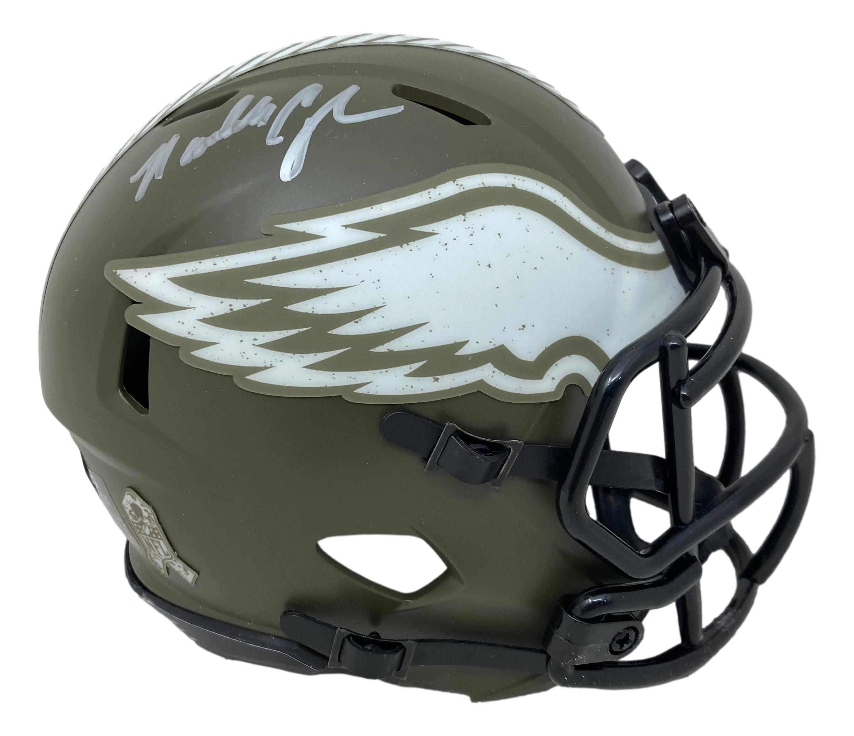 Randall Cunningham Signed Eagles Salute to Service Speed Mini Helmet (Beckett) at PristineAuction.com Randall Cunningham Signed Eagles Salute to Service Speed Mini Helmet (Beckett) at PristineAuction.com