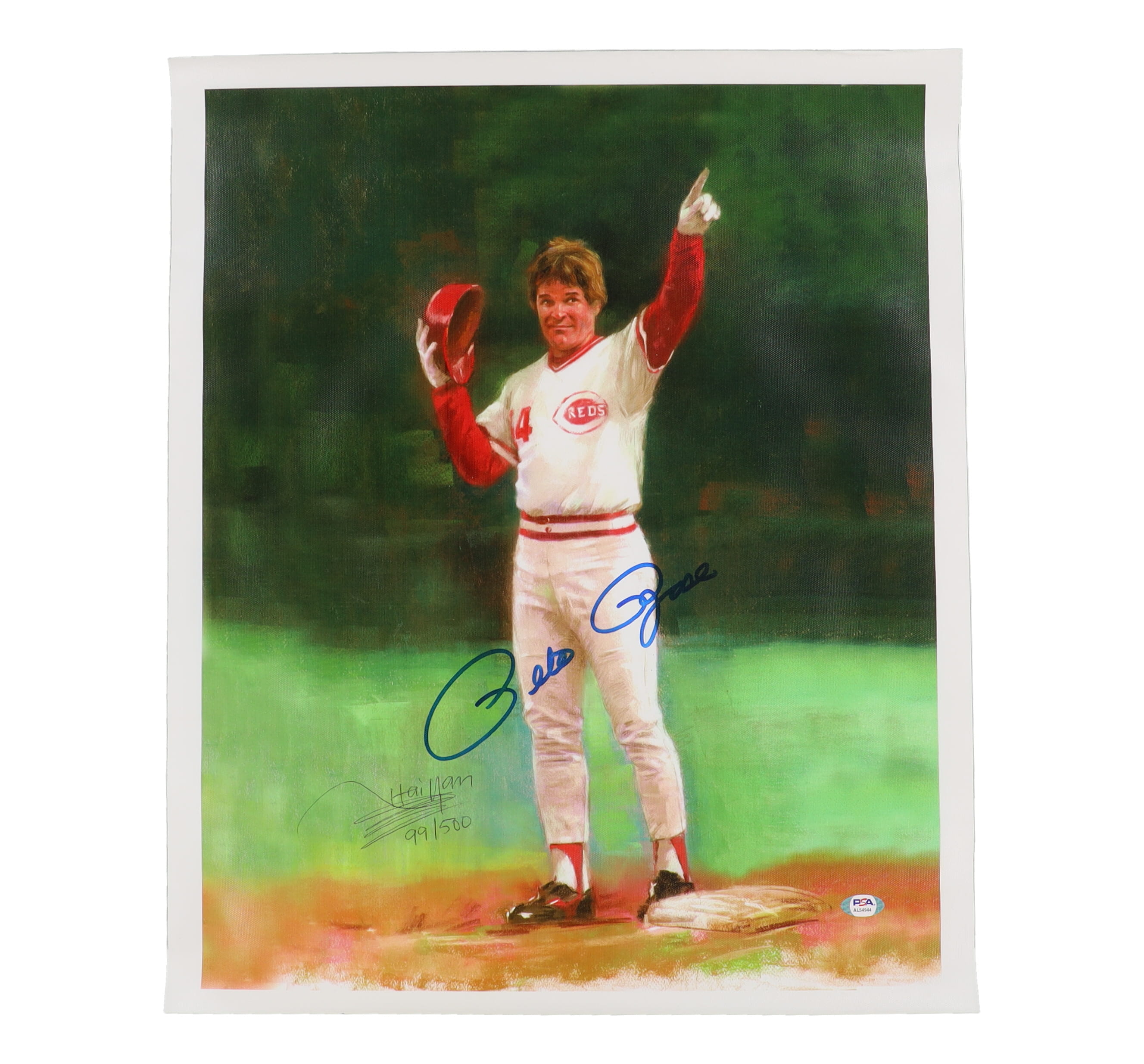 Pete Rose Signed LE Reds Giclee on Canvas (PSA) at PristineAuction.com Pete Rose Signed LE Reds Giclee on Canvas (PSA) at PristineAuction.com