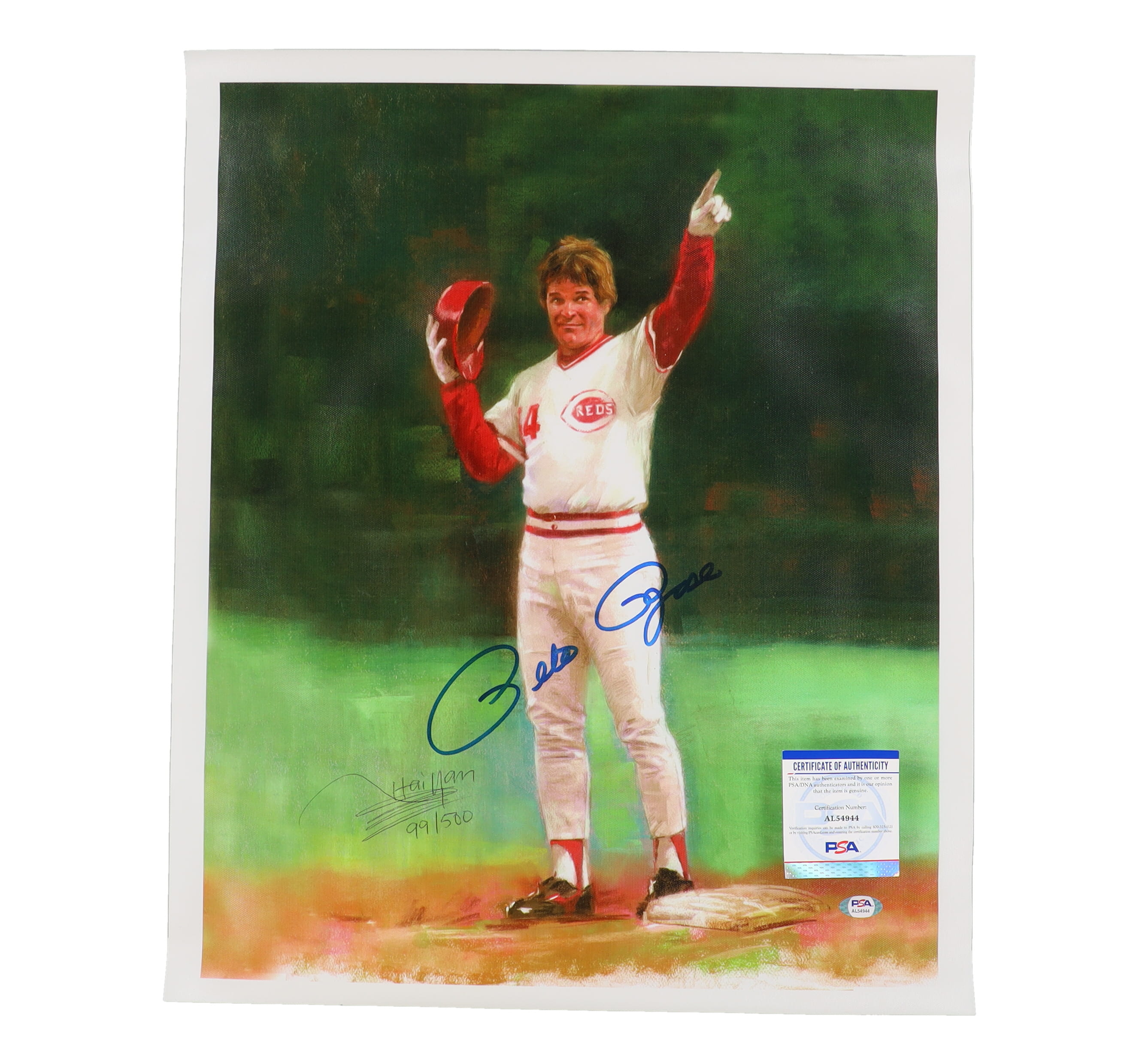 Pete Rose Signed LE Reds Giclee on Canvas (PSA) at PristineAuction.com Pete Rose Signed LE Reds Giclee on Canvas (PSA) at PristineAuction.com