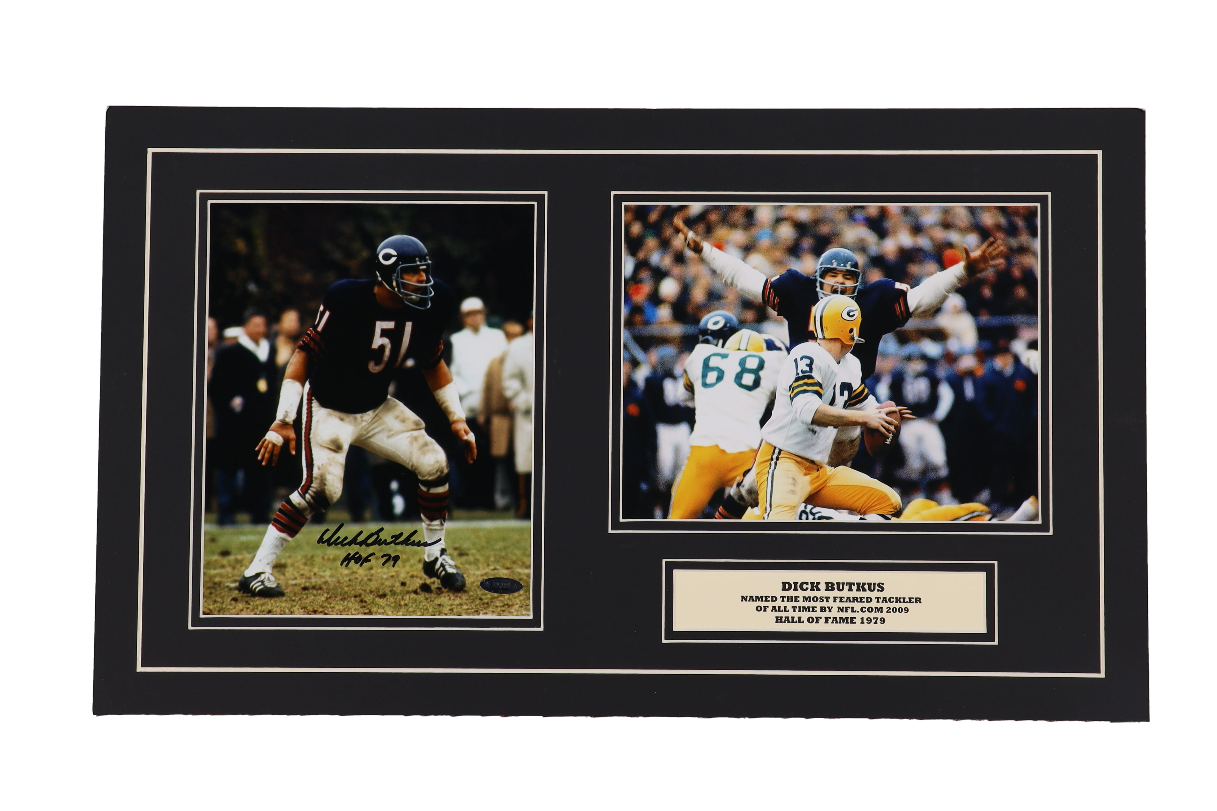 Dick Butkus Signed Bears Custom Matted Photo Display Inscribed "HOF 79" (TriStar) at PristineAuction.com Dick Butkus Signed Bears Custom Matted Photo Display Inscribed "HOF 79" (TriStar) at PristineAuction.com
