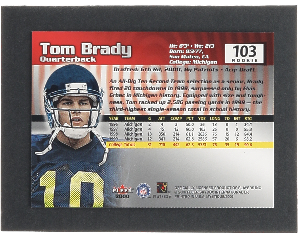Tom Brady 2000 Fleer Mystique #103 #1353/2000 RC at PristineAuction.com Tom Brady 2000 Fleer Mystique #103 #1353/2000 RC at PristineAuction.com