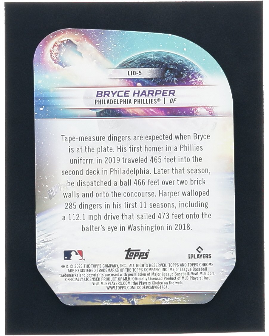 Bryce Harper 2023 Topps Cosmic Chrome Launched Into Orbit #LIO5 at PristineAuction.com Bryce Harper 2023 Topps Cosmic Chrome Launched Into Orbit #LIO5 at PristineAuction.com