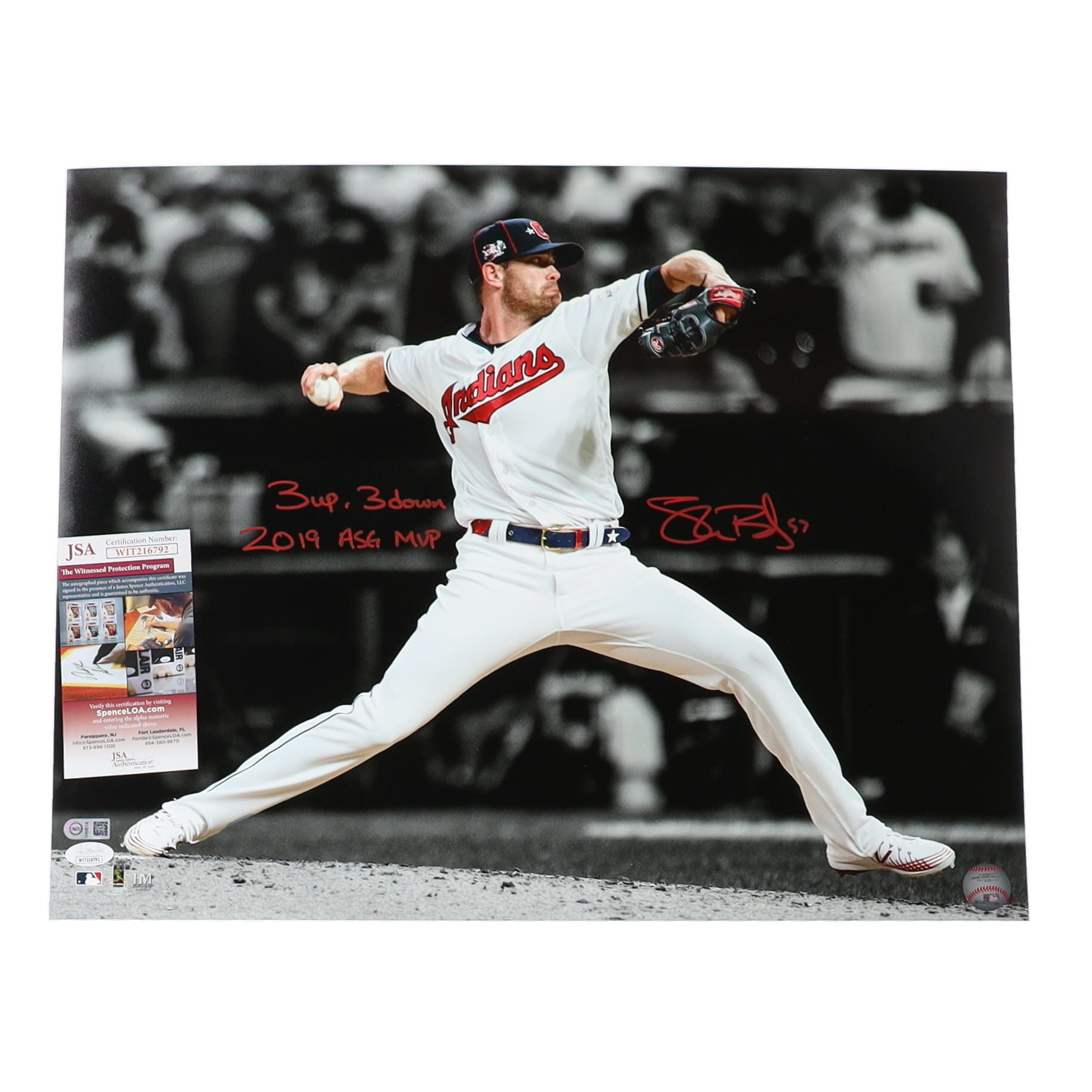Shane Bieber Signed Braves 16x20 Photo Inscribed "2019 ASG MVP" & "3 Up, 3 Down" (JSA & USA SM) at PristineAuction.com Shane Bieber Signed Braves 16x20 Photo Inscribed "2019 ASG MVP" & "3 Up, 3 Down" (JSA & USA SM) at PristineAuction.com