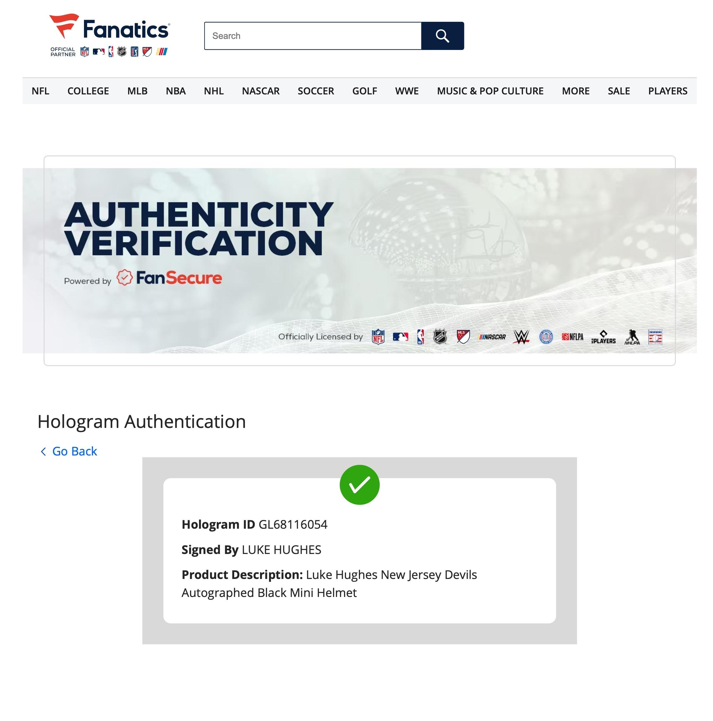 Luke Hughes Signed Devils Mini Helmet (Fanatics) at PristineAuction.com Luke Hughes Signed Devils Mini Helmet (Fanatics) at PristineAuction.com