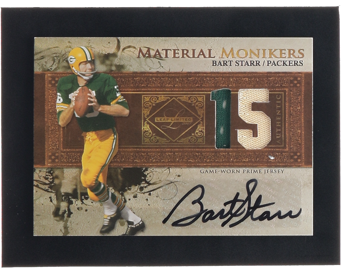 Bart Starr 2007 Leaf Limited Material Monikers Jersey Number Prime #44 #4/25 at PristineAuction.com Bart Starr 2007 Leaf Limited Material Monikers Jersey Number Prime #44 #4/25 at PristineAuction.com