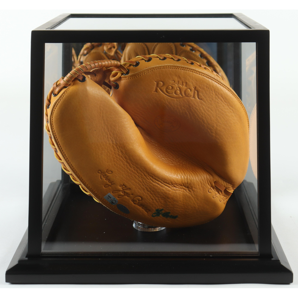 Yogi Berra Signed Vintage Reach 2441 Catchers Glove With Wood Display