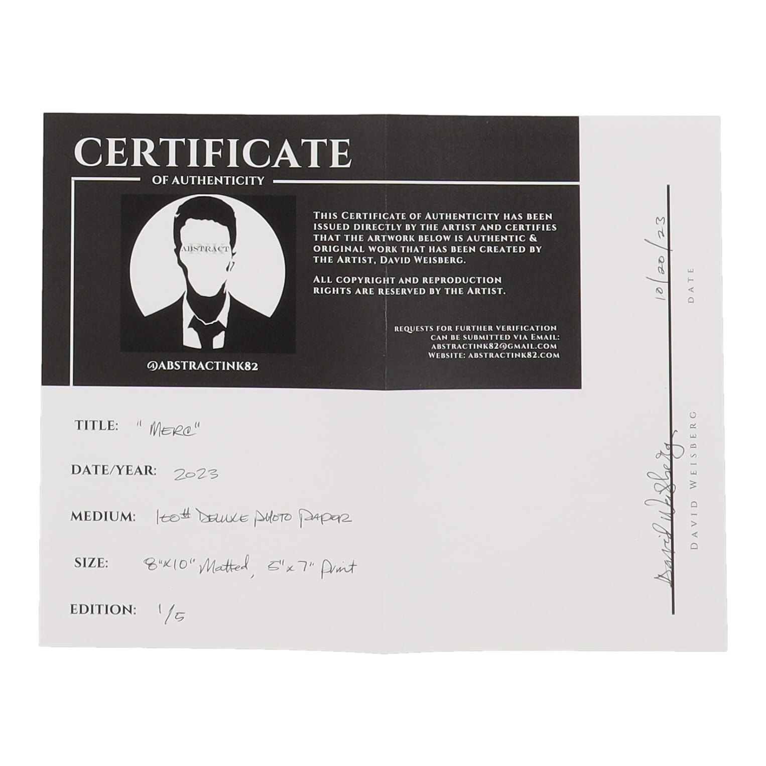 David Weisberg Signed LE 8x10 Custom Matted Art Print Display (Weisberg) at PristineAuction.com David Weisberg Signed LE 8x10 Custom Matted Art Print Display (Weisberg) at PristineAuction.com