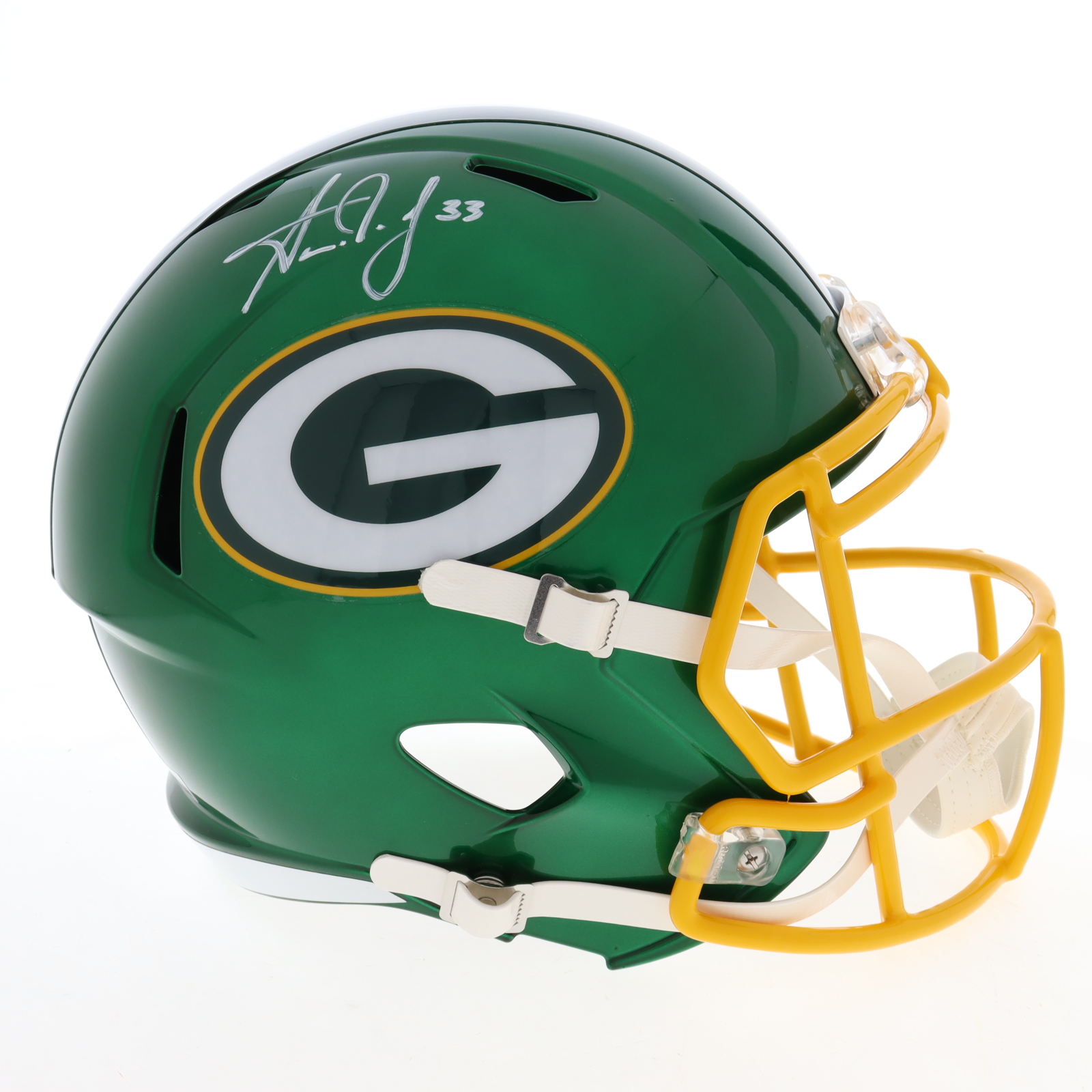 Aaron Jones Autographed Green Bay Packers Speed Mini Helmet – Signed Riddell With Beckett COA