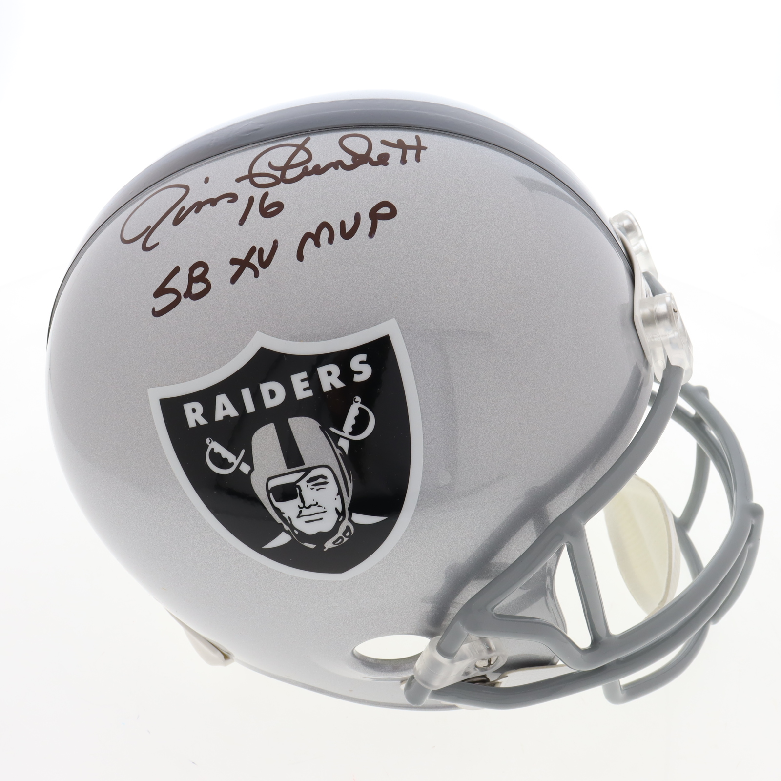 Jim Plunkett Signed Raiders Full-Size Helmet Inscribed "SB XV MVP" (Beckett & Schwartz) at PristineAuction.com Jim Plunkett Signed Raiders Full-Size Helmet Inscribed "SB XV MVP" (Beckett & Schwartz) at PristineAuction.com