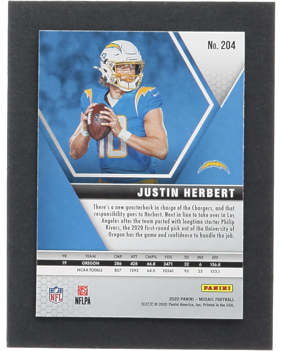 Justin Herbert 2020 Panini Mosaic #204 RC at PristineAuction.com Justin Herbert 2020 Panini Mosaic #204 RC at PristineAuction.com