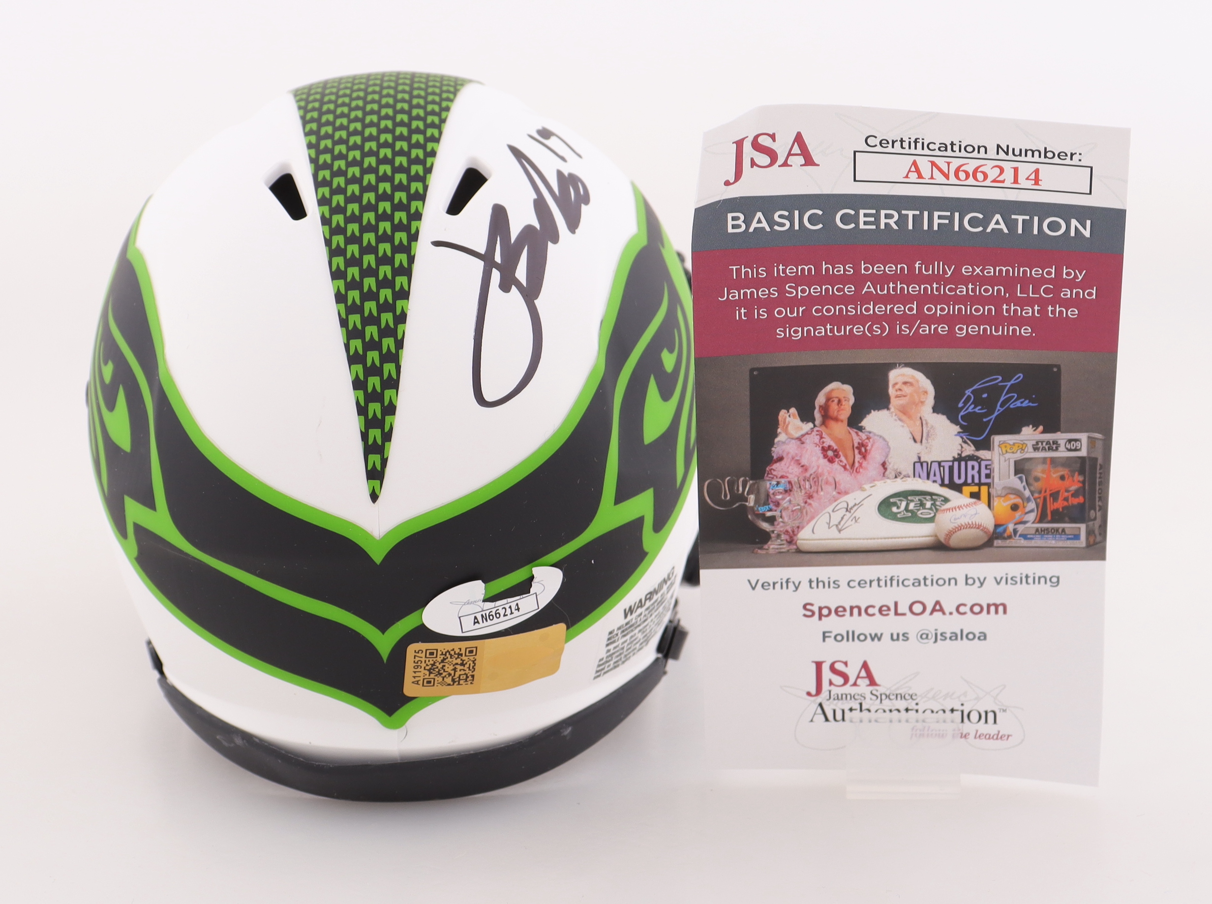 Jake Bobo Signed Seahawks Lunar Eclipse Alternate Speed Mini Helmet (JSA & Players Ink) at PristineAuction.com Jake Bobo Signed Seahawks Lunar Eclipse Alternate Speed Mini Helmet (JSA & Players Ink) at PristineAuction.com