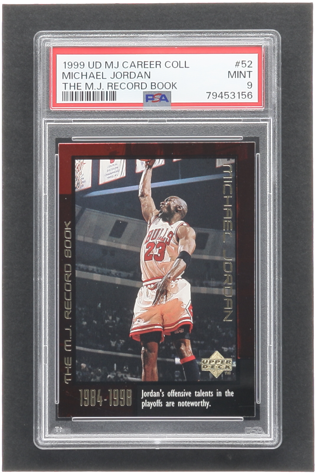 Michael Jordan 1999 Upper Deck Michael Jordan Career #52 / Record Book (PSA 9) at PristineAuction.com Michael Jordan 1999 Upper Deck Michael Jordan Career #52 / Record Book (PSA 9) at PristineAuction.com