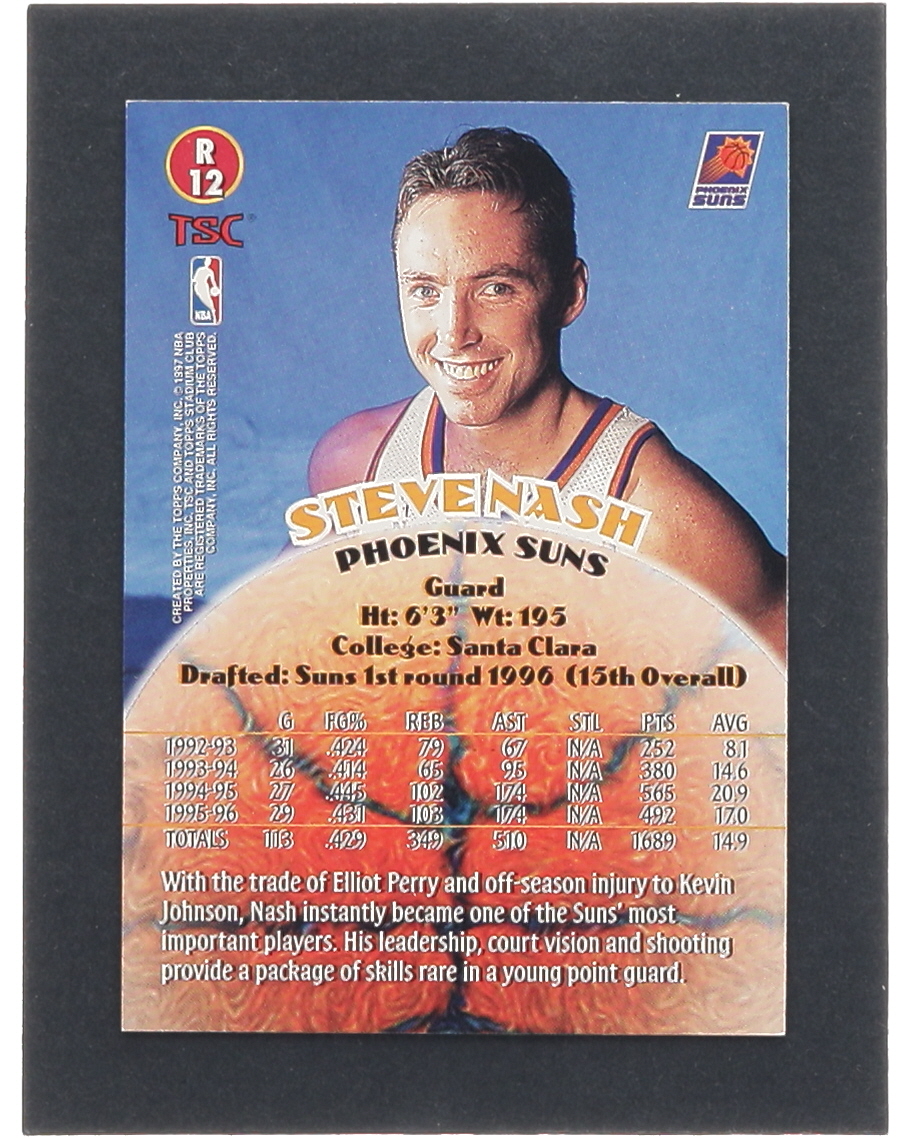 Steve Nash 1996-97 Stadium Club Rookies 2 #R12 RC at PristineAuction.com Steve Nash 1996-97 Stadium Club Rookies 2 #R12 RC at PristineAuction.com