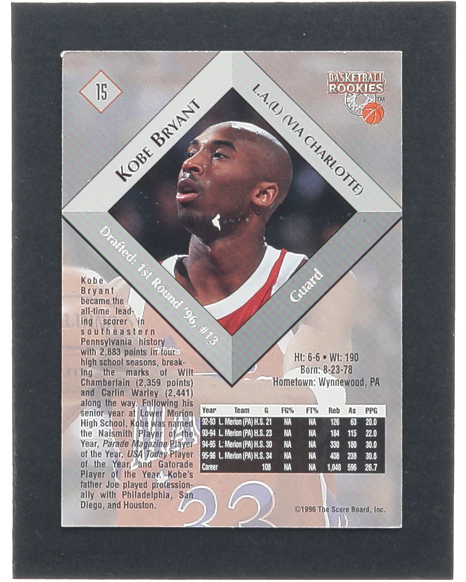 Kobe Bryant 1996 Score Board Autographed BK #15 RC at PristineAuction.com Kobe Bryant 1996 Score Board Autographed BK #15 RC at PristineAuction.com
