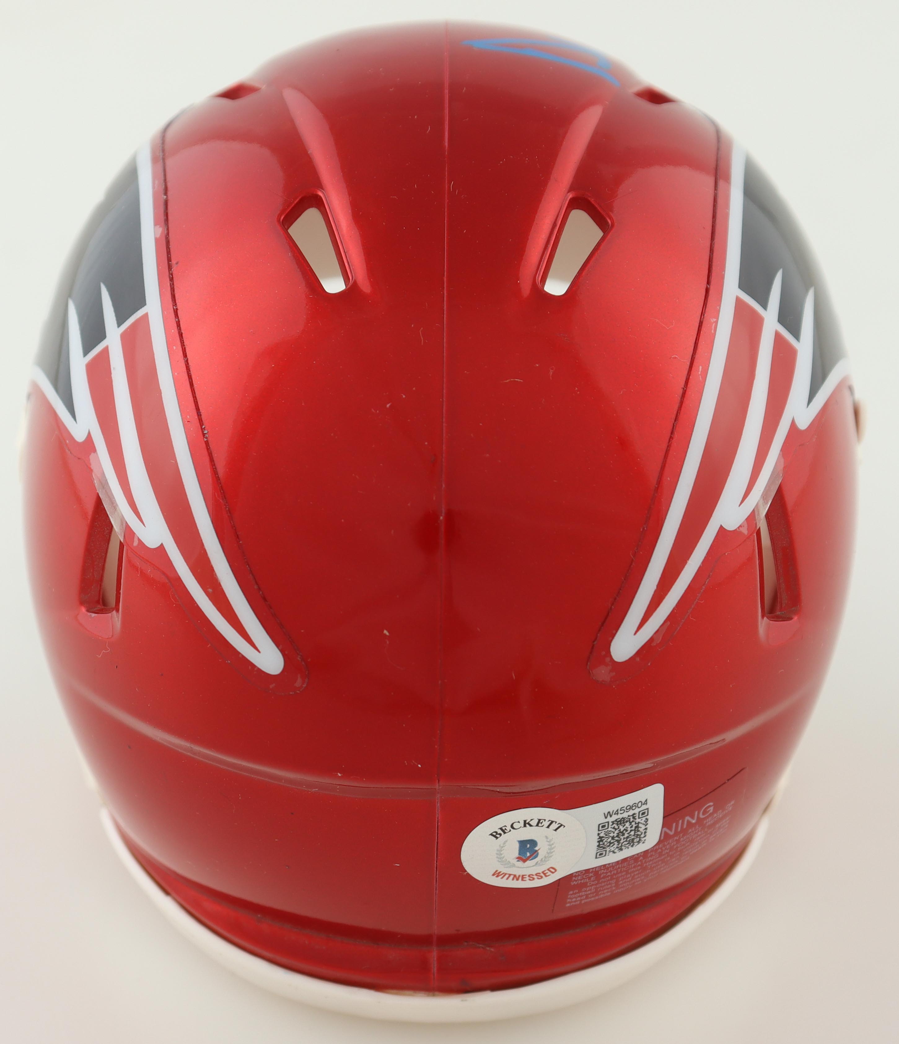 Drew Bledsoe Signed Patriots Flash Alternate Speed Mini Helmet (Beckett) at PristineAuction.com Drew Bledsoe Signed Patriots Flash Alternate Speed Mini Helmet (Beckett) at PristineAuction.com