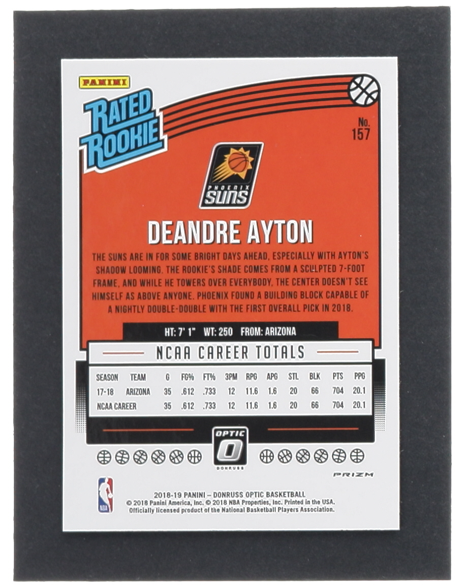 Deandre Ayton 2018-19 Donruss Optic Shock #157 RR RC at PristineAuction.com Deandre Ayton 2018-19 Donruss Optic Shock #157 RR RC at PristineAuction.com