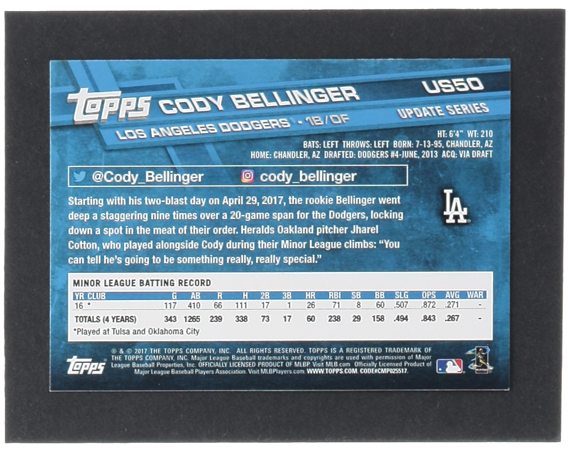 Cody Bellinger 2017 Topps Update #US50A RC at PristineAuction.com Cody Bellinger 2017 Topps Update #US50A RC at PristineAuction.com