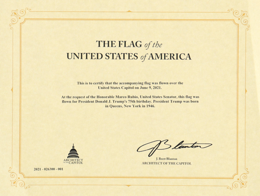 American Flag Flown Over the Capitol on June 9th, 2021 (Architect of