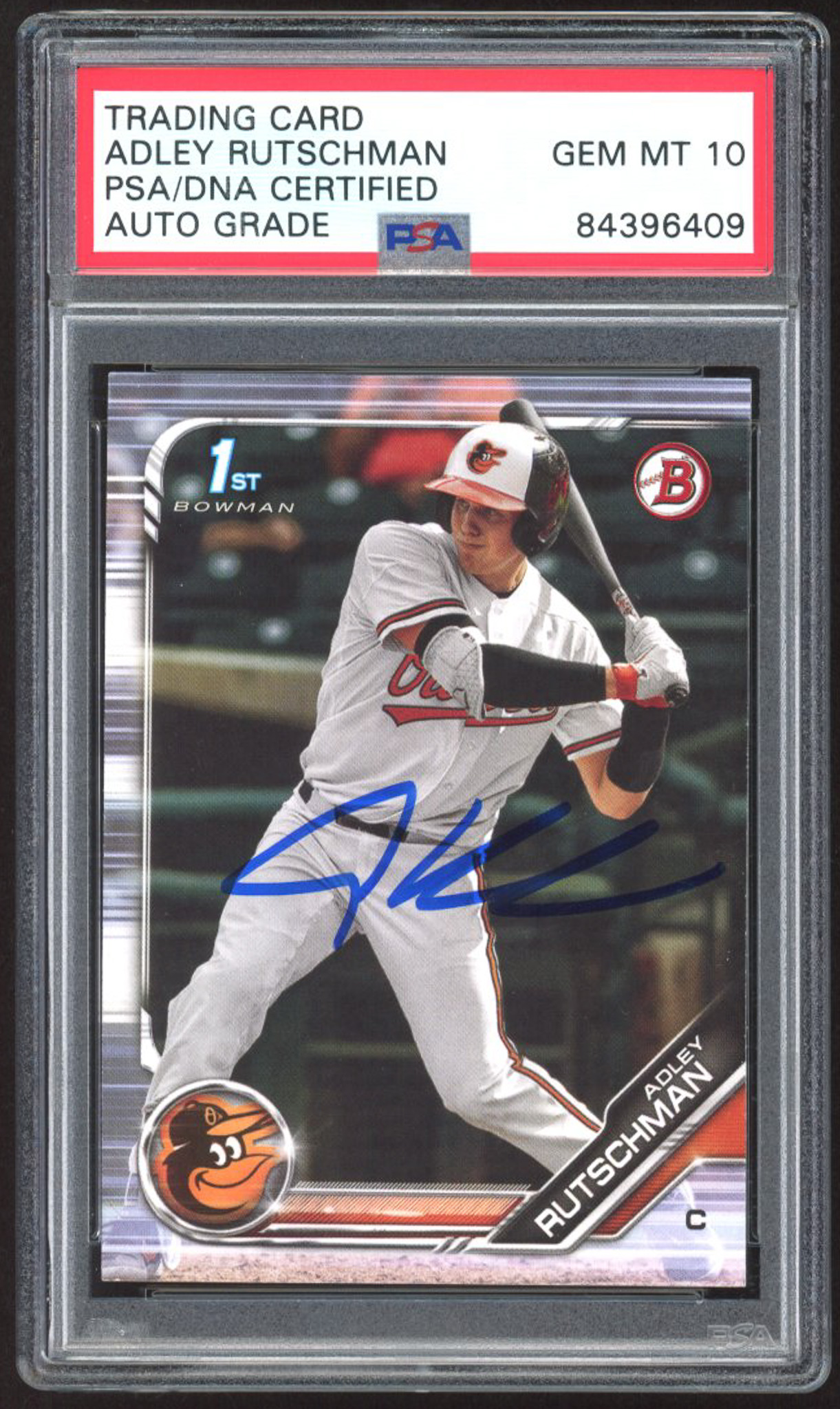 Adley Rutschman Signed 2019 Bowman Draft #BD1 RC (PSA | Auto 10) at PristineAuction.com Adley Rutschman Signed 2019 Bowman Draft #BD1 RC (PSA | Auto 10) at PristineAuction.com