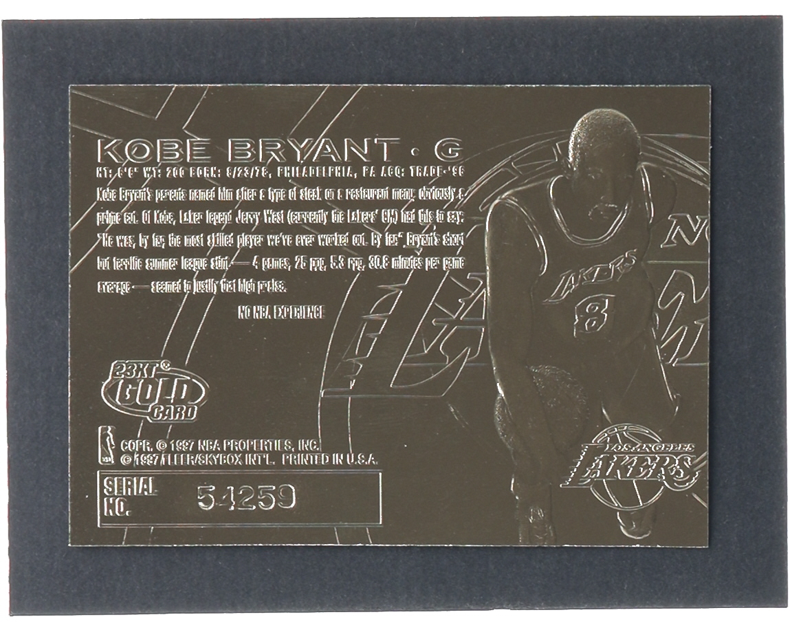 Kobe Bryant 1996-97 Fleer Purple Signature 23Kt Gold RC at PristineAuction.com Kobe Bryant 1996-97 Fleer Purple Signature 23Kt Gold RC at PristineAuction.com