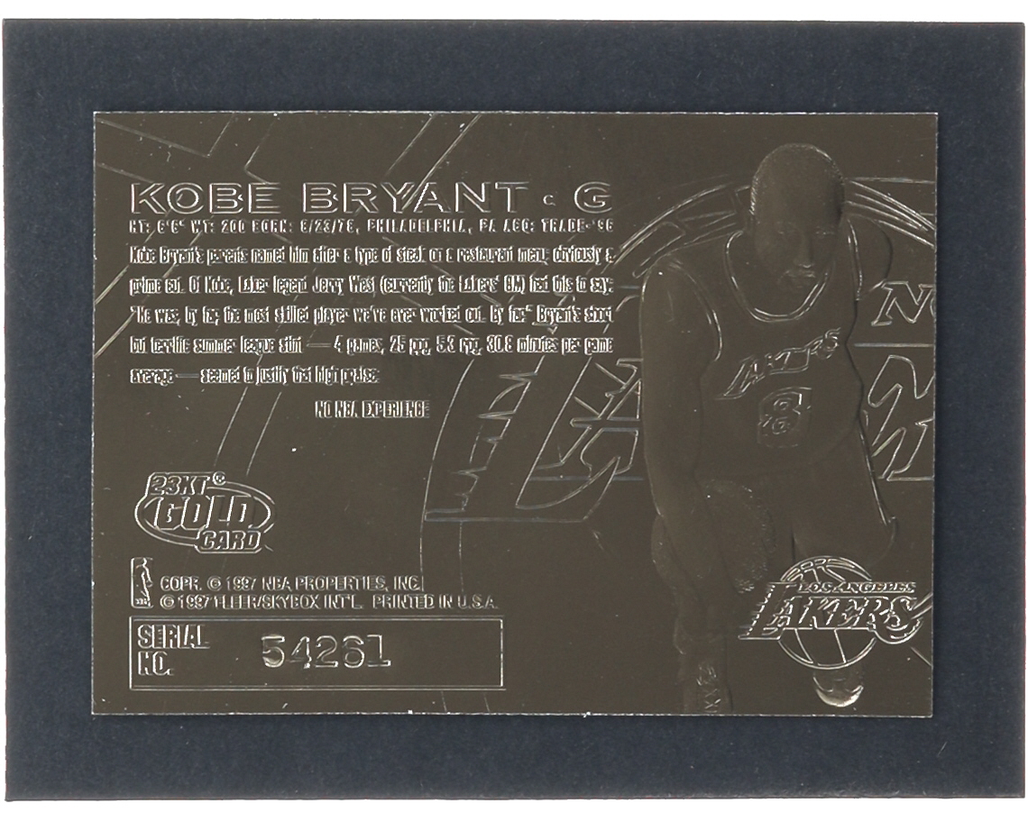 Kobe Bryant 1996-97 Fleer Purple Signature 23Kt Gold RC at PristineAuction.com Kobe Bryant 1996-97 Fleer Purple Signature 23Kt Gold RC at PristineAuction.com