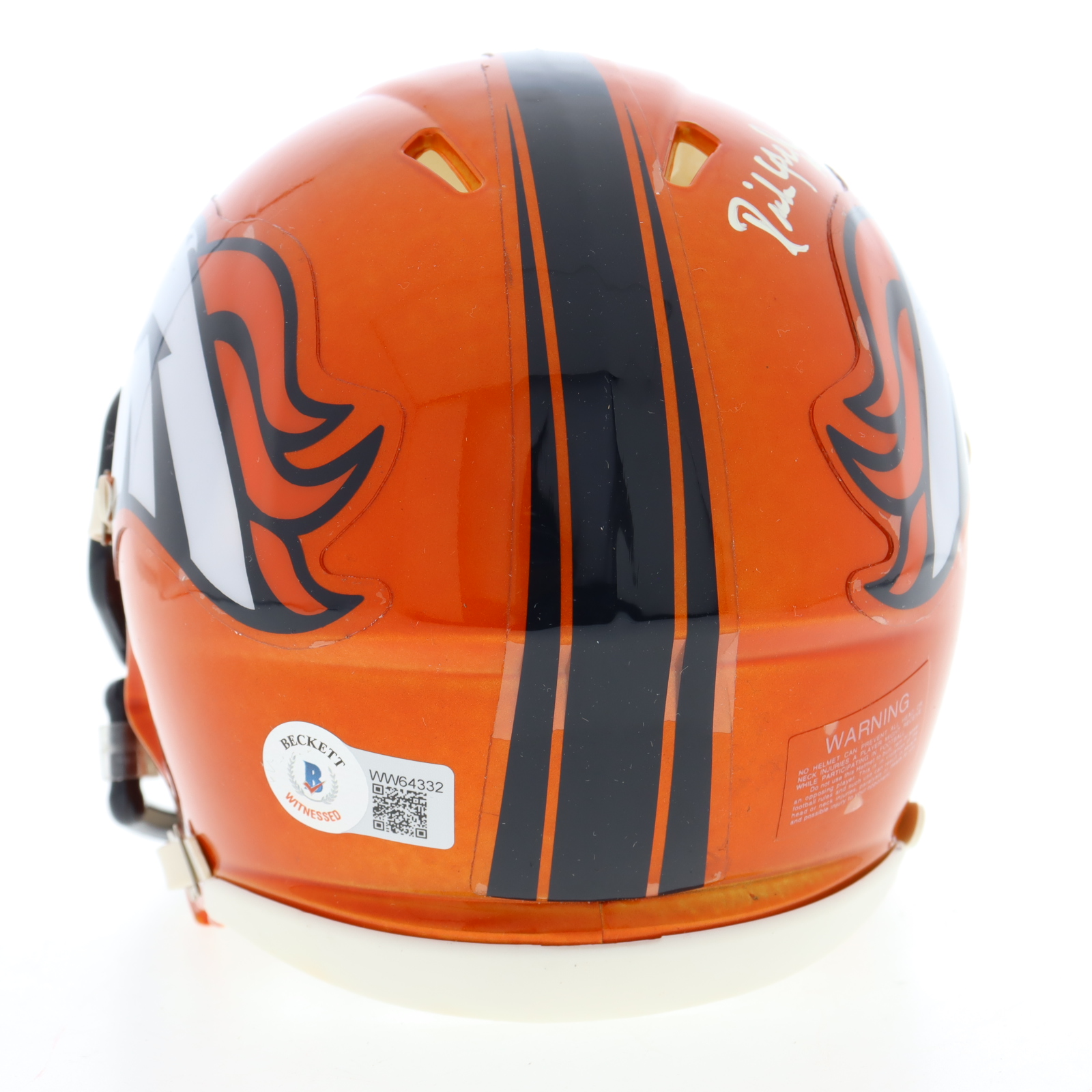 Rick Upchurch Signed Broncos Flash Alternate Speed Mini Helmet Inscribed "ROF '14" (Beckett) at PristineAuction.com Rick Upchurch Signed Broncos Flash Alternate Speed Mini Helmet Inscribed "ROF '14" (Beckett) at PristineAuction.com