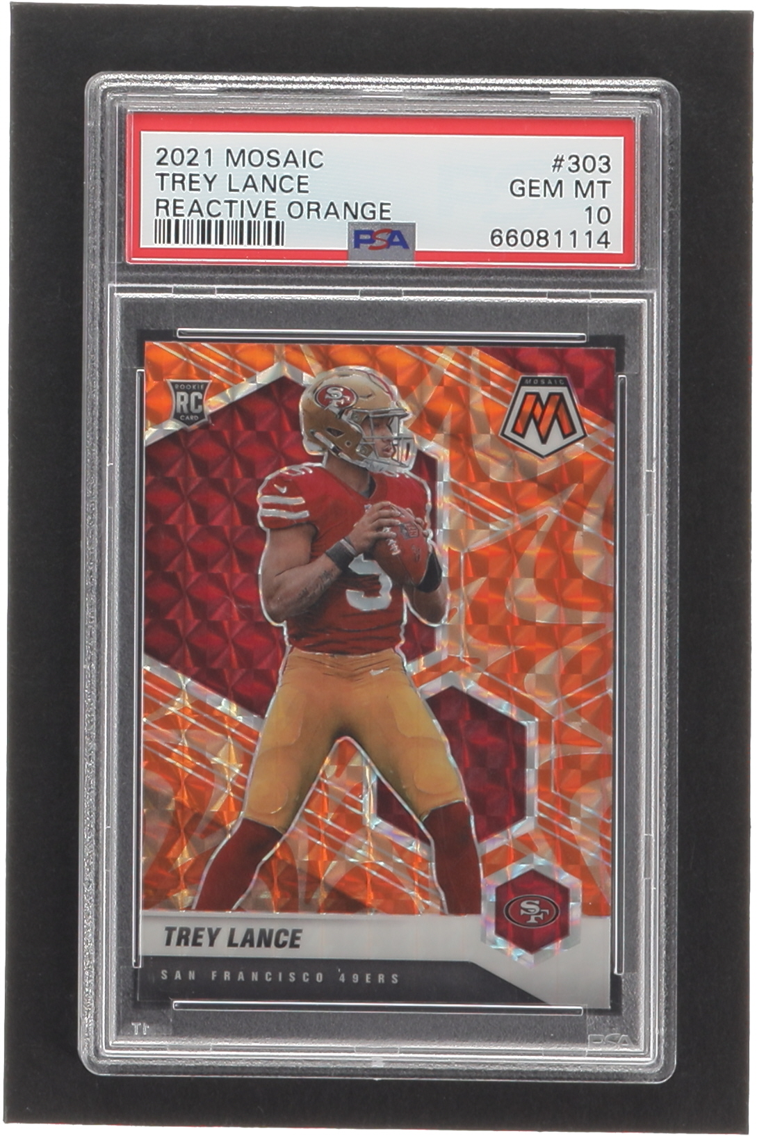 Trey Lance 2021 Panini Mosaic Mosaic Reactive Orange #303 RC (PSA 10) at PristineAuction.com Trey Lance 2021 Panini Mosaic Mosaic Reactive Orange #303 RC (PSA 10) at PristineAuction.com