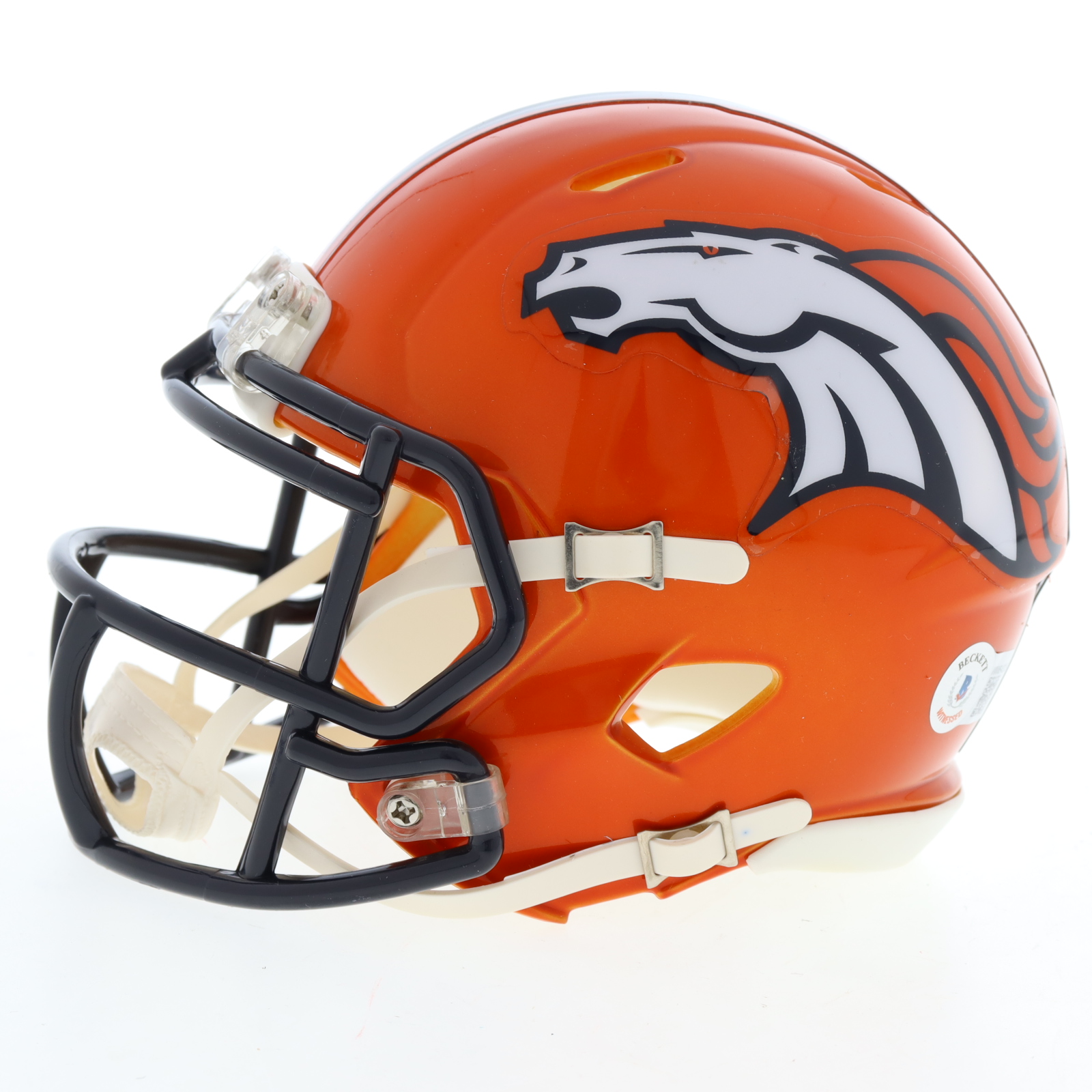 Rick Upchurch Signed Broncos Flash Alternate Speed Mini Helmet Inscribed "ROF '14" (Beckett) at PristineAuction.com Rick Upchurch Signed Broncos Flash Alternate Speed Mini Helmet Inscribed "ROF '14" (Beckett) at PristineAuction.com