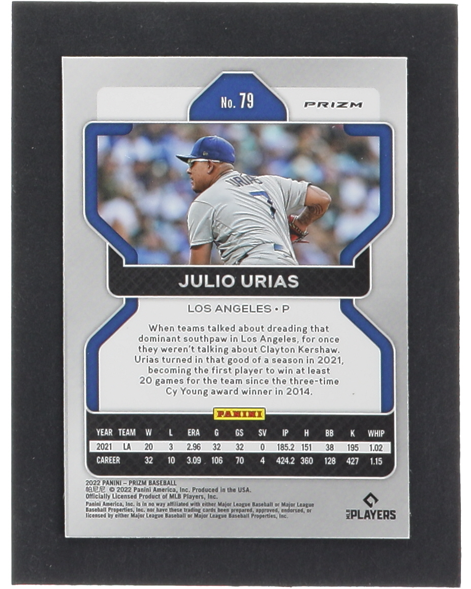 Julio Urias 2022 Panini Prizm Prizms Red #79 at PristineAuction.com Julio Urias 2022 Panini Prizm Prizms Red #79 at PristineAuction.com