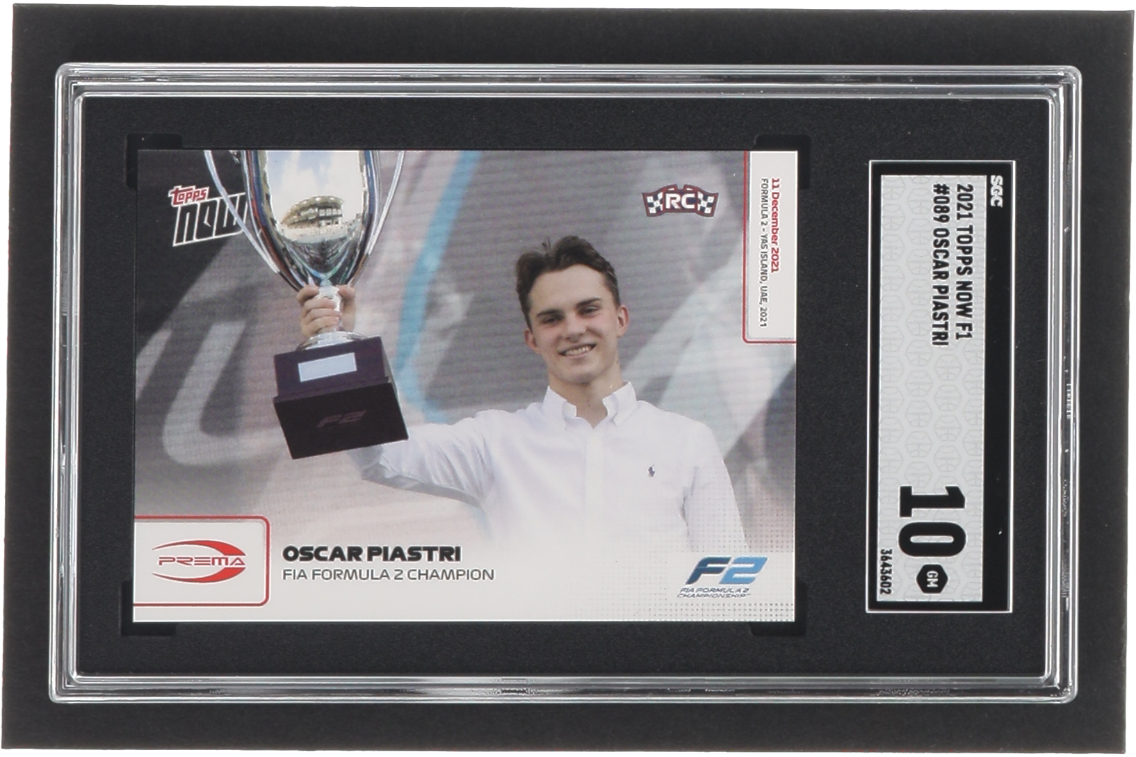 Oscar Piastri 2021 Topps Now Formula 1 #89 FIA Formula 2 Champion RC (SGC 10) at PristineAuction.com Oscar Piastri 2021 Topps Now Formula 1 #89 FIA Formula 2 Champion RC (SGC 10) at PristineAuction.com