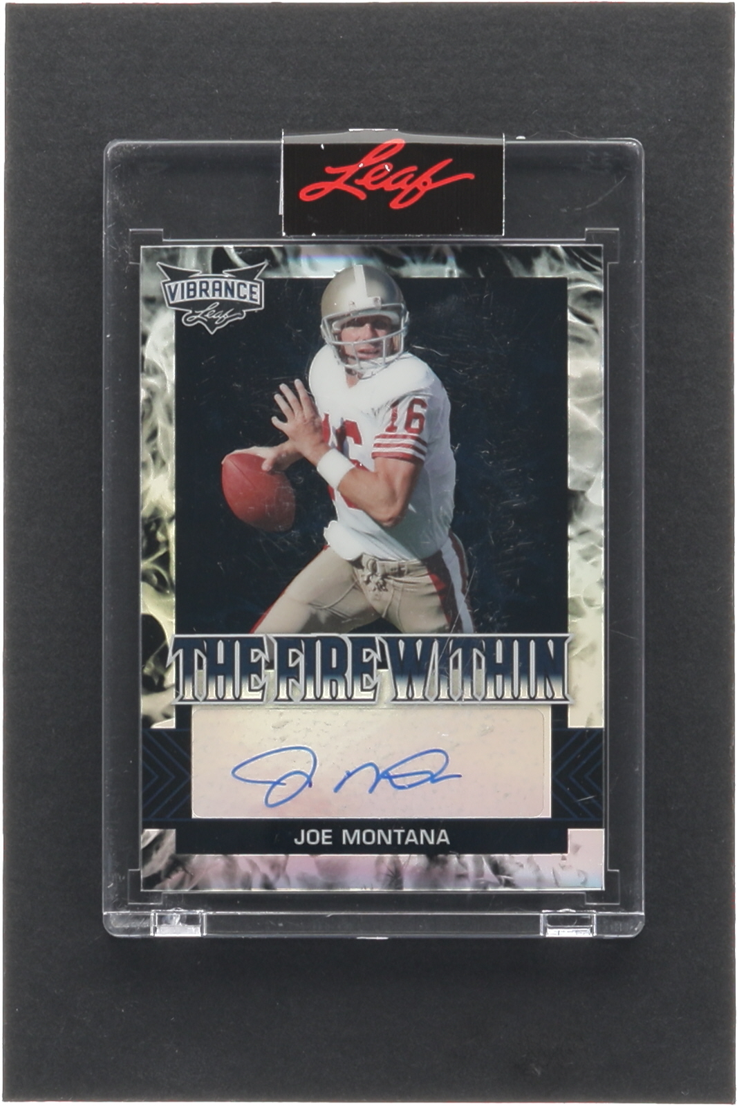 Joe Montana 2022 Leaf Vibrance The Fire Within Autographs Rainbow Navy Blue #FWJM1 at PristineAuction.com Joe Montana 2022 Leaf Vibrance The Fire Within Autographs Rainbow Navy Blue #FWJM1 at PristineAuction.com