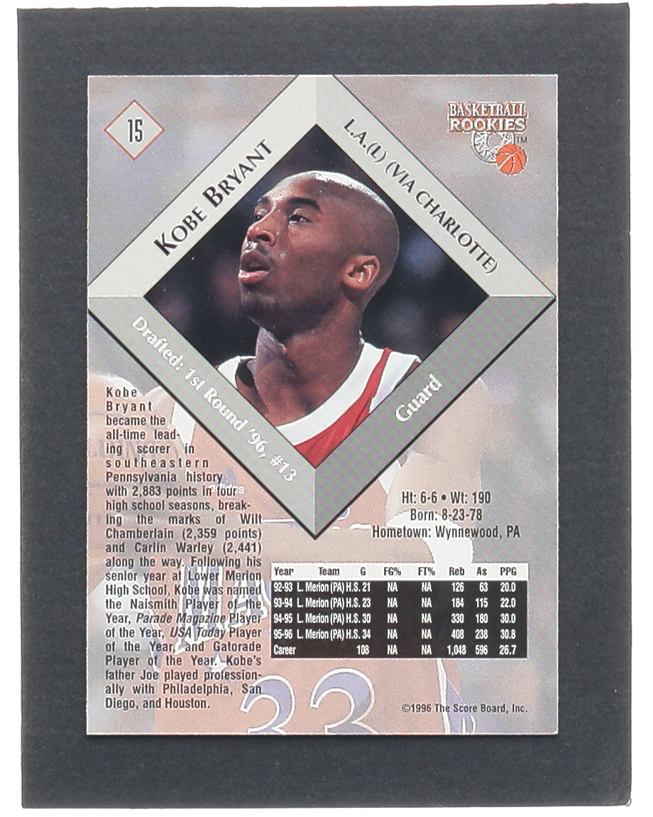 Kobe Bryant 1996 Score Board Autographed BK #15 RC at PristineAuction.com Kobe Bryant 1996 Score Board Autographed BK #15 RC at PristineAuction.com