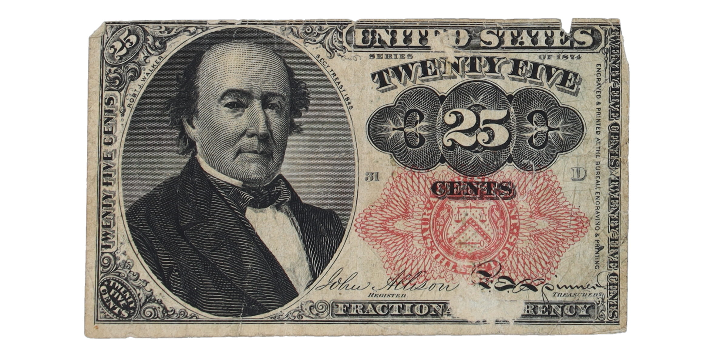 1874-76 United States 25¢ Twenty Five Cents Fractional Postage Currency at PristineAuction.com 1874-76 United States 25¢ Twenty Five Cents Fractional Postage Currency at PristineAuction.com